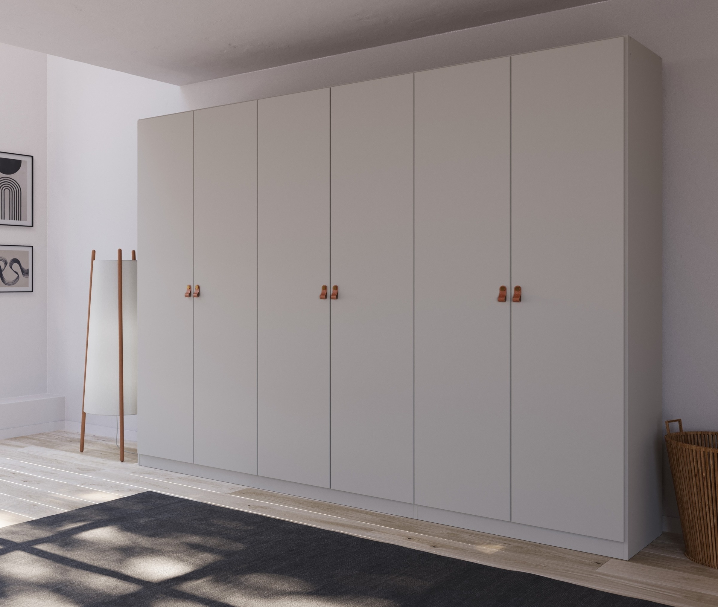 rauch Drehtürenschrank »Homey by Quadra Spin«, mit Grifflaschen aus weichem, cognacbraunem Leder