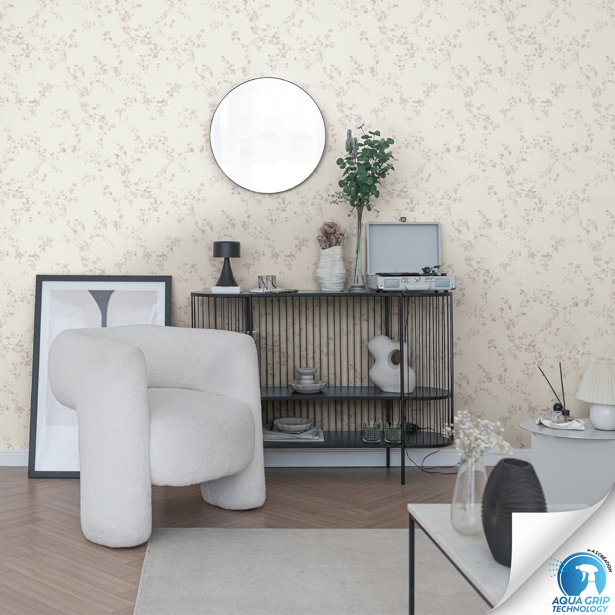 living walls Vliestapete "DesignDrop vorgeleimte Tapete Wald Mustertapete Weiß Lila" leicht glänzend strukturiert Vliestapete vorgekleistert floral für Schlafzimmer Wohnzimmer Küche
