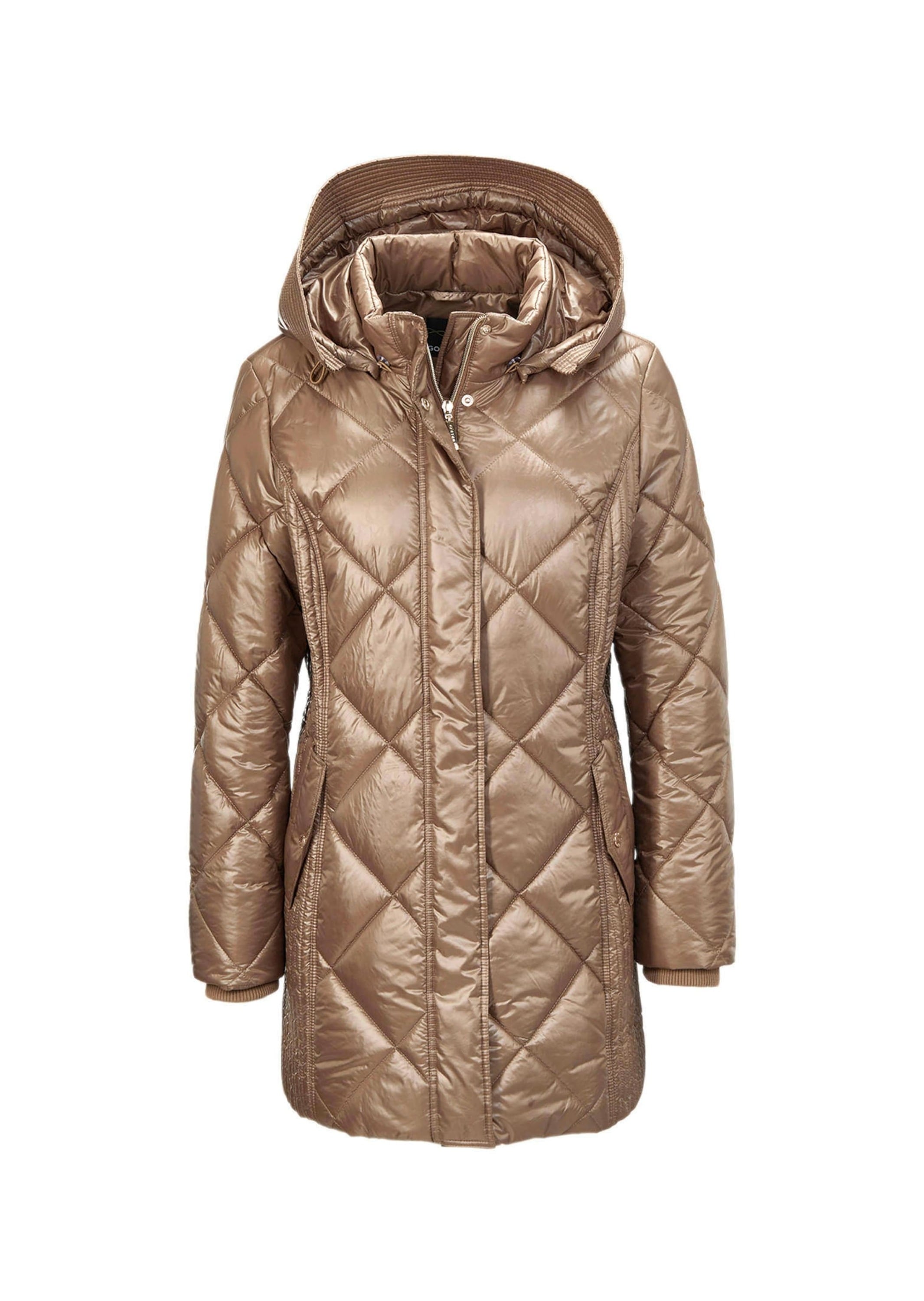 GOLDNER Steppjacke "Kapuzenmantel mit Stehkragen" Mit Strickbündchen an den Ärmeln