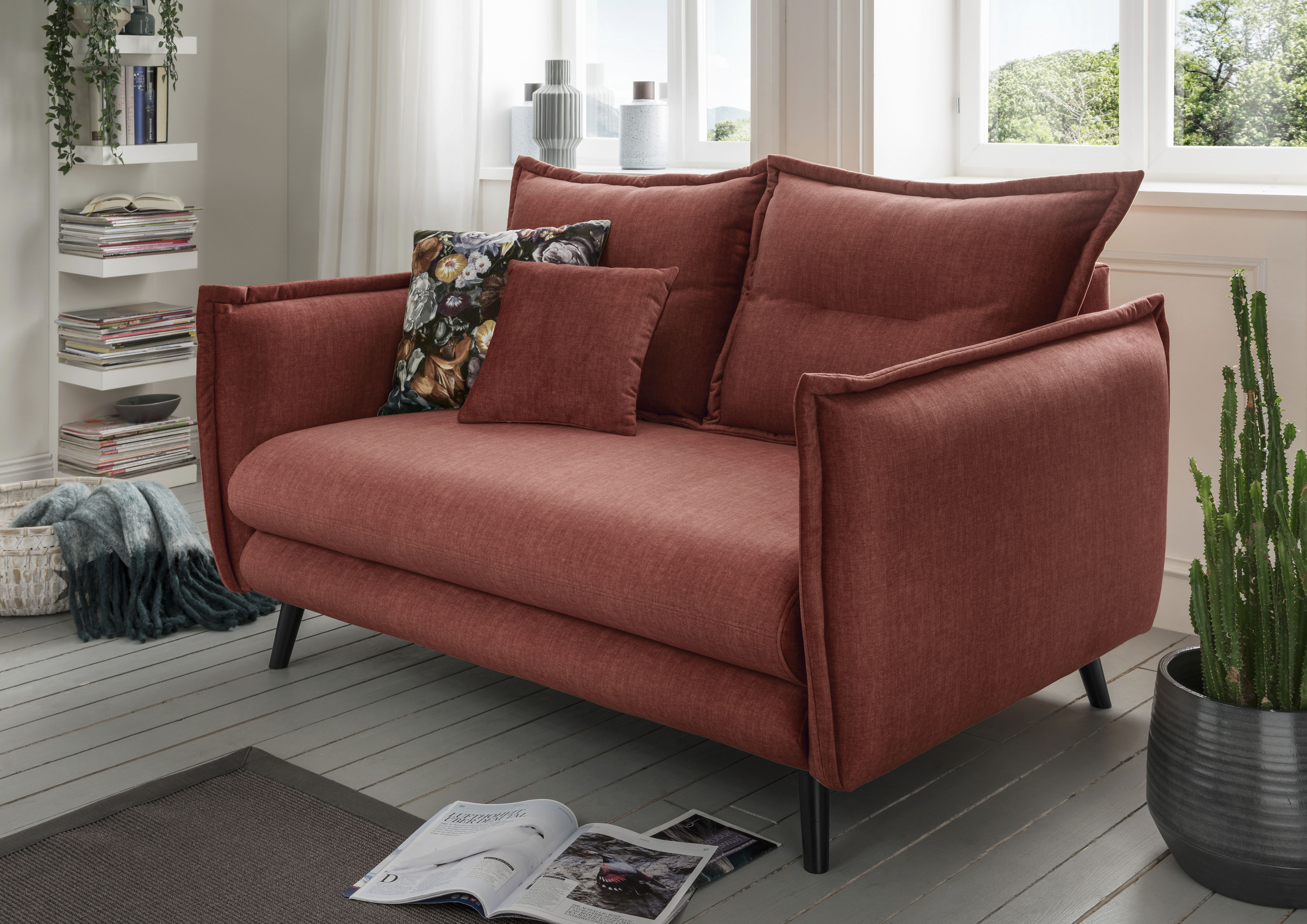 Home affaire 2-Sitzer "Levke, 162 cm breit, modern und bequem" Velours, Kissen: Microfaser, inkl. Rücken- und Zierkissen