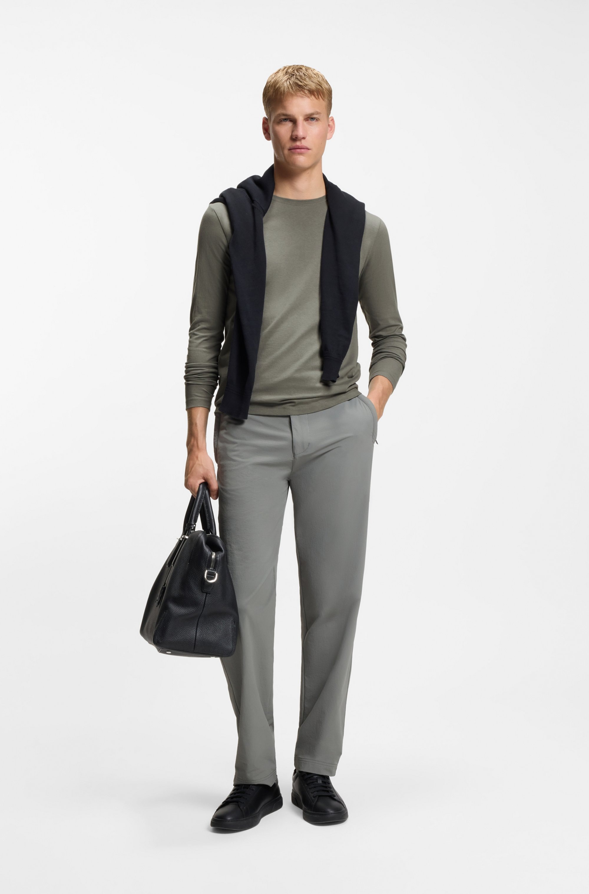 Thumbnail - BOSS ORANGE Langarmshirt "Tacks" mit Markenlogo auf der Brust