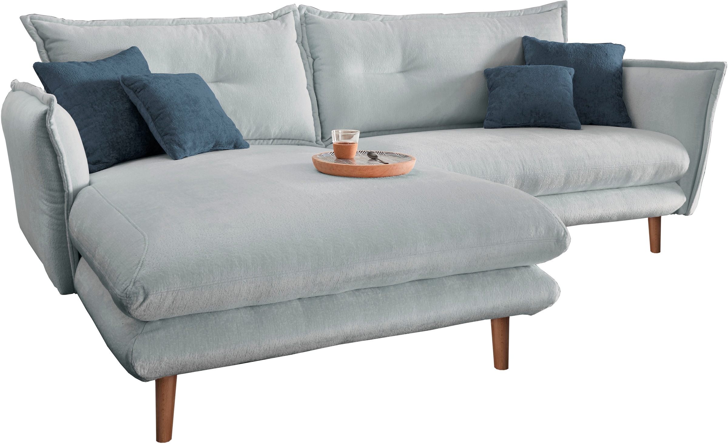 INOSIGN Ecksofa »Lazio modern und bequem, schmale Armlehnen, tolle Detailverarbeitung«, zwei verschiedene Fußfarben wählbar