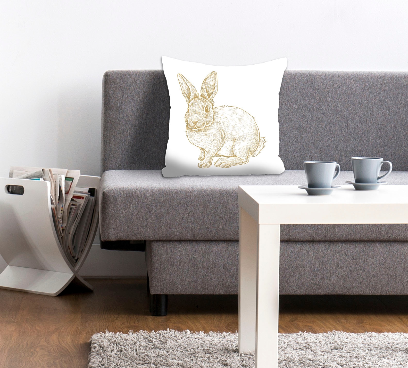 queence Dekokissen "Thorge" mit einem flauschigen Hasen günstig online kaufen