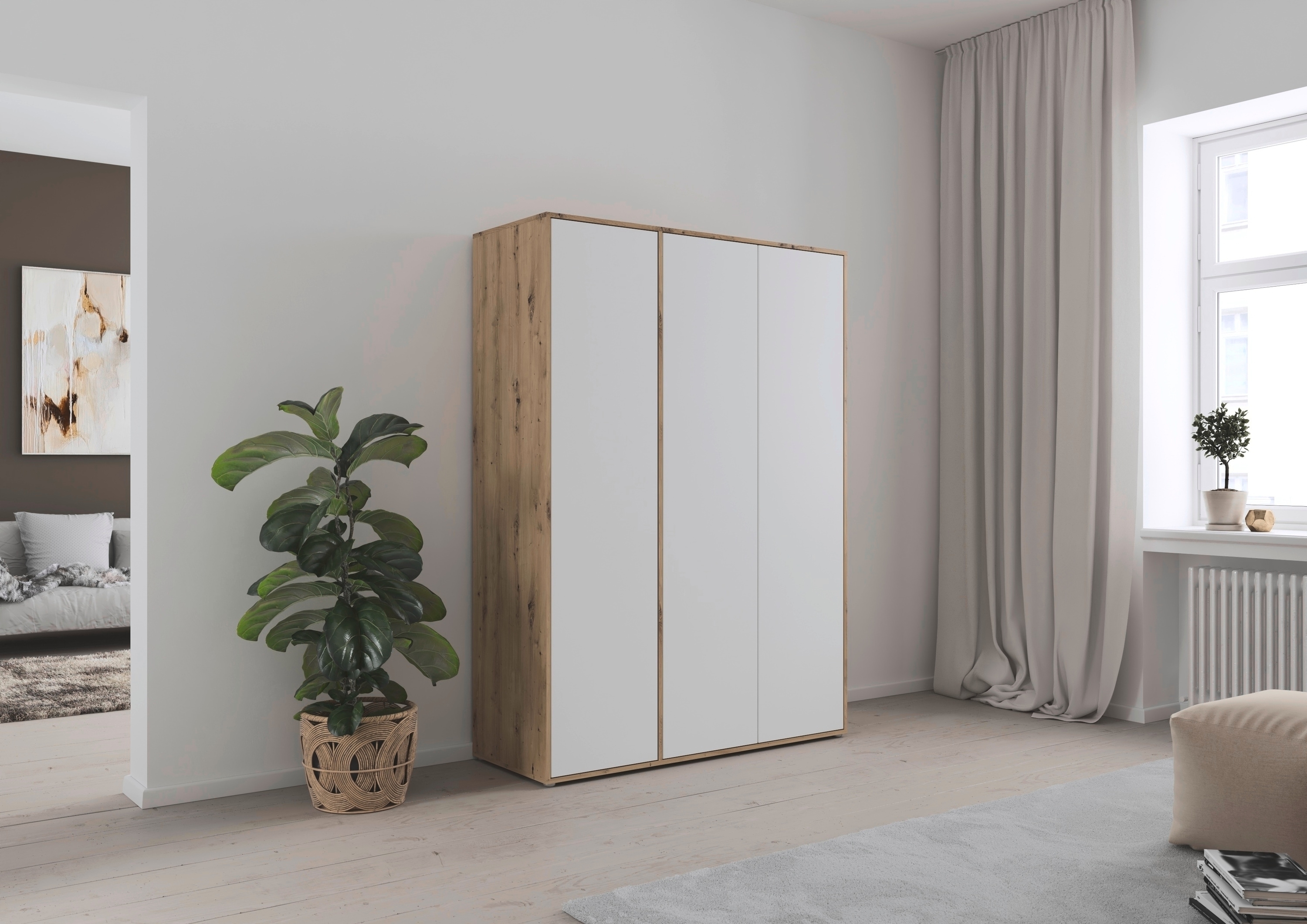 rauch Drehtürenschrank "Kleiderschrank Schrank Garderobe Wäscheschrank NABILA viel Stauraum" in 3 verschiedenen Ausstattungen BASIC/CLASSIC/PREMIUM, in 2 Breiten mit Push-to-Open Funktion TOPSELLER MADE IN GERMANY