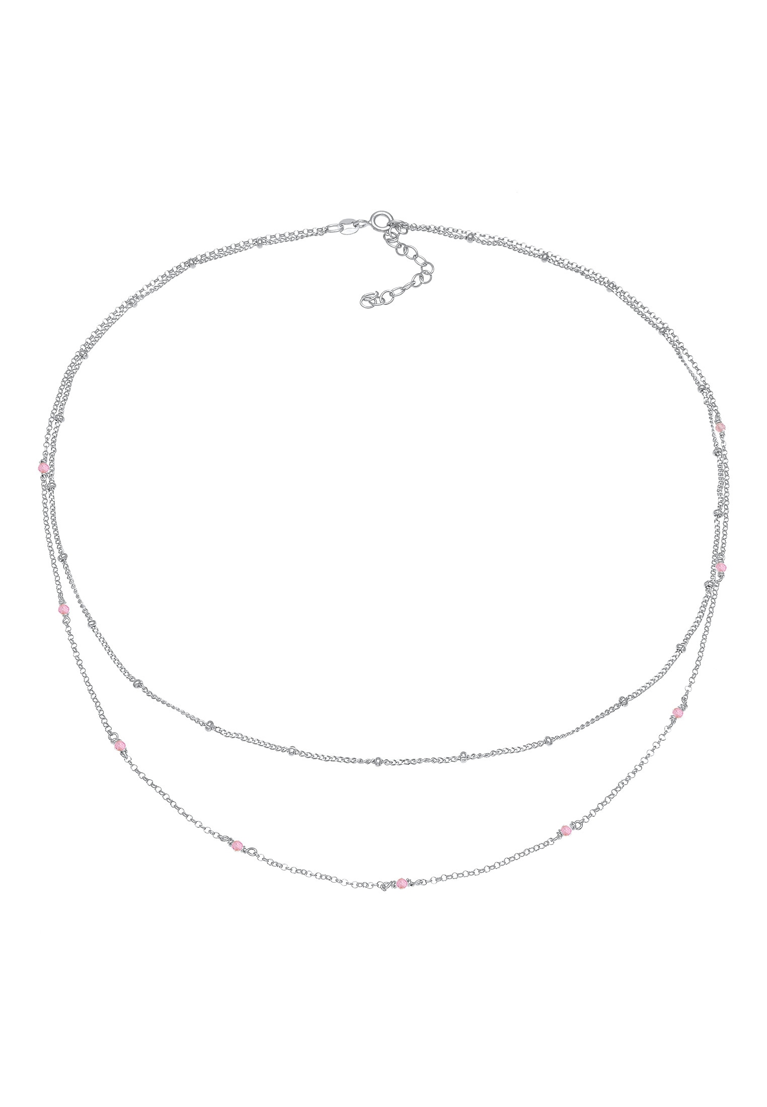 Elli Gliederkette »Layer Rosa Quarz Kugeln Beads 925 Silber«