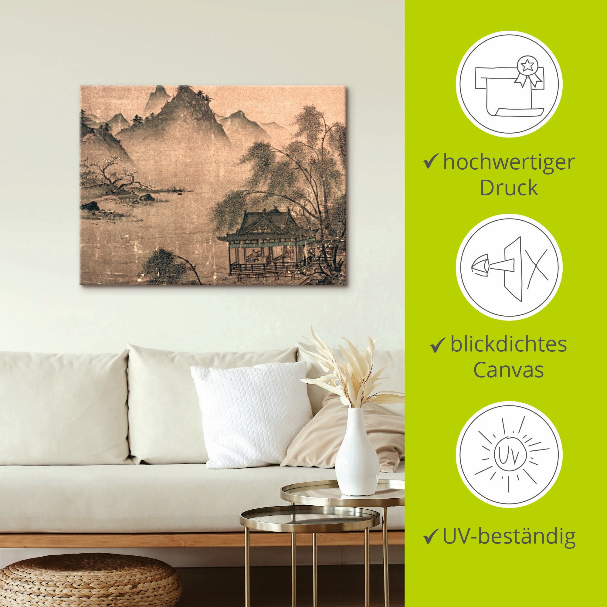 Artland Wandbild »Balustrade an der Wasserseite«, Asien, (1 St.), als Leinwandbild, Poster in verschied. Größen