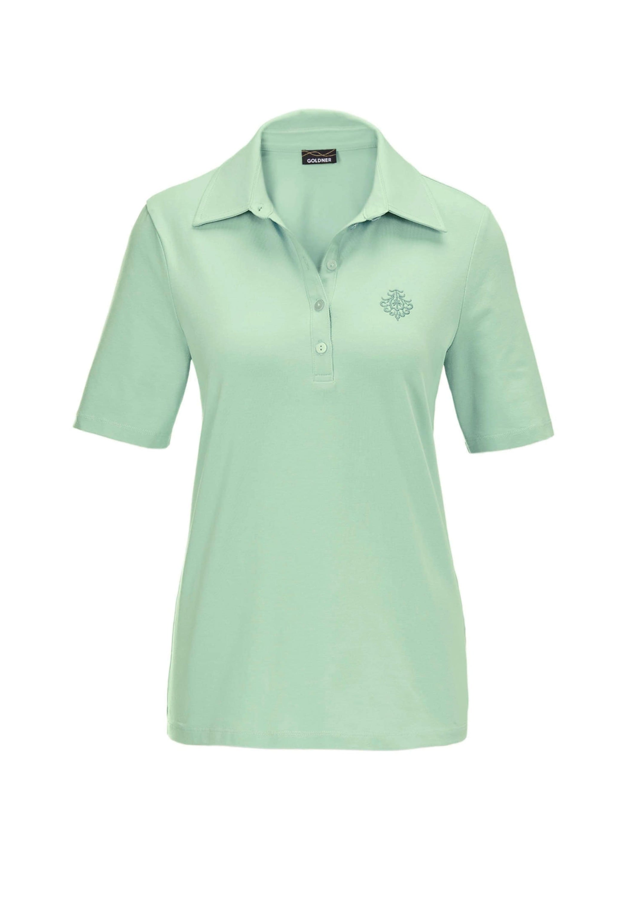 GOLDNER Poloshirt "Kurzgröße Baumwollshirt mit Polokragen" Tonige Knöpfe in Perlmuttoptik