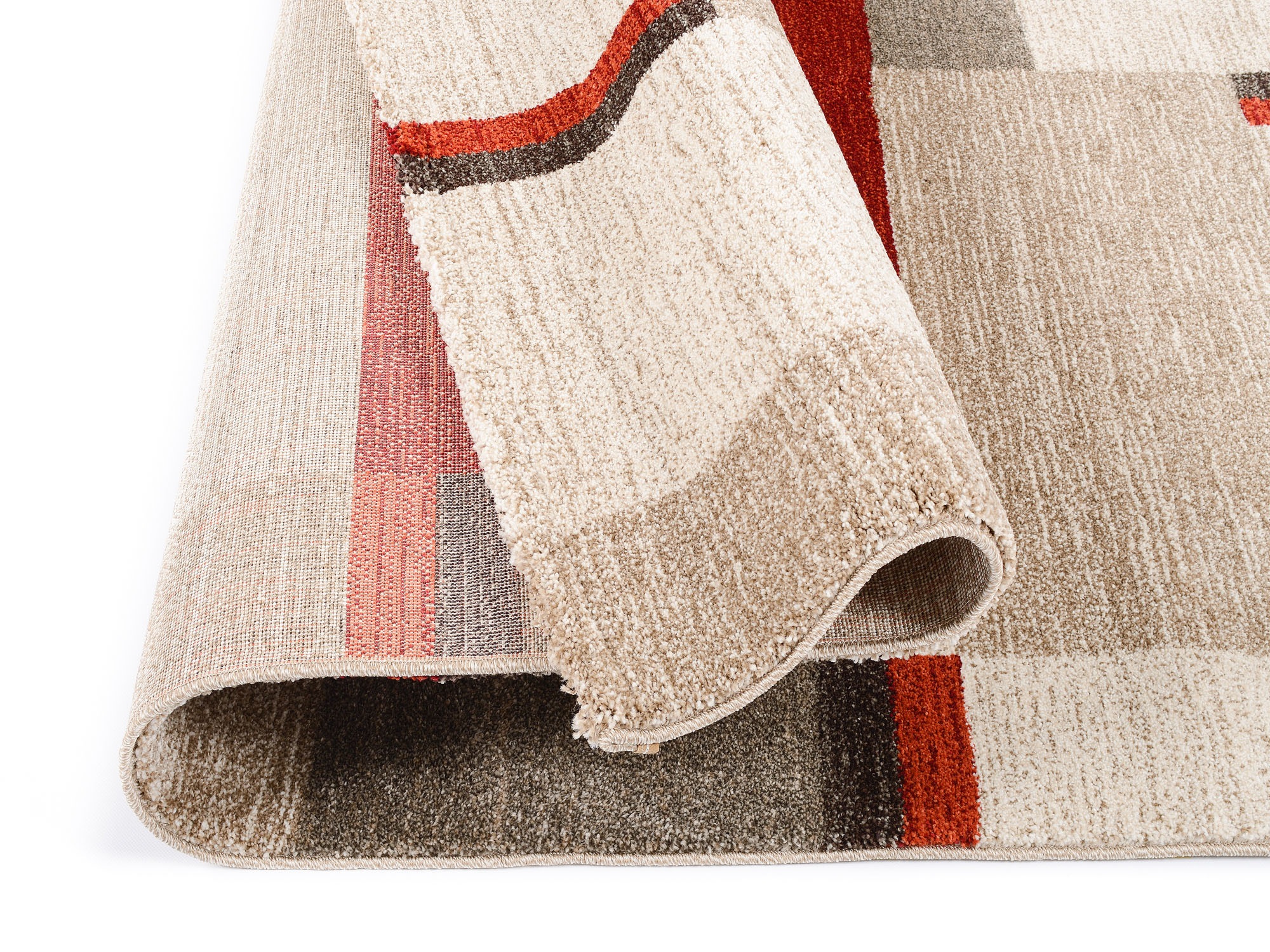 Läufer OCI DIE TEPPICHMARKE "CASTLE BEPPO" Gr. 11, rot (rot, beige, braun), B:80cm H:20mm L:200cm, Polypropylen (PP), Teppiche, Läufer, dichter Frisé Kurzflor, kariert, Wohnzimmer, Schlafzimmer 3