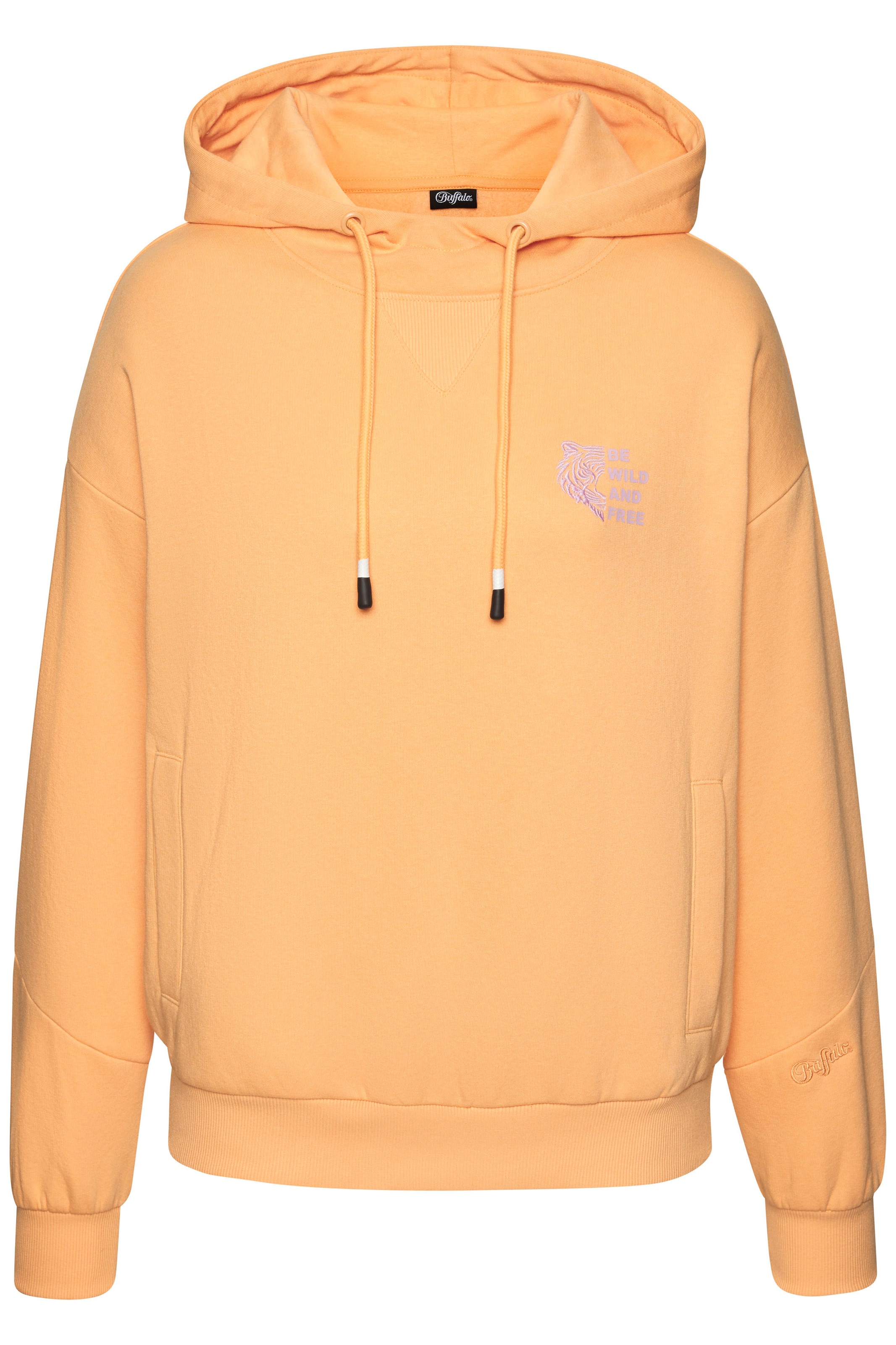 Buffalo Kapuzenpullover, mit Kontraststickerei und seitliche Taschen günstig online kaufen