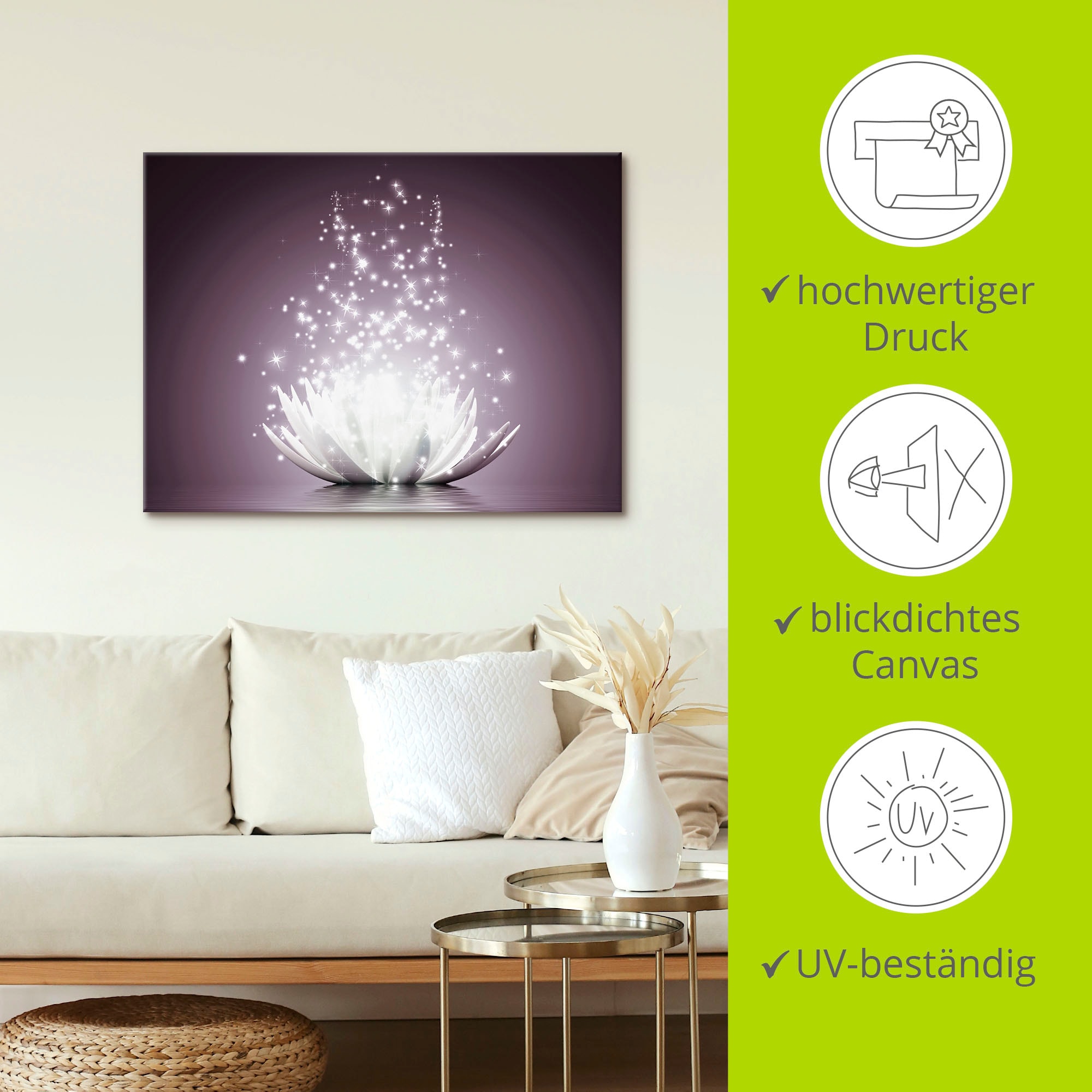 Artland Wandbild »Magie der Lotus-Blume«, Blumen, (1 St.), als Leinwandbild, Poster, Wandaufkleber in verschied. Größen