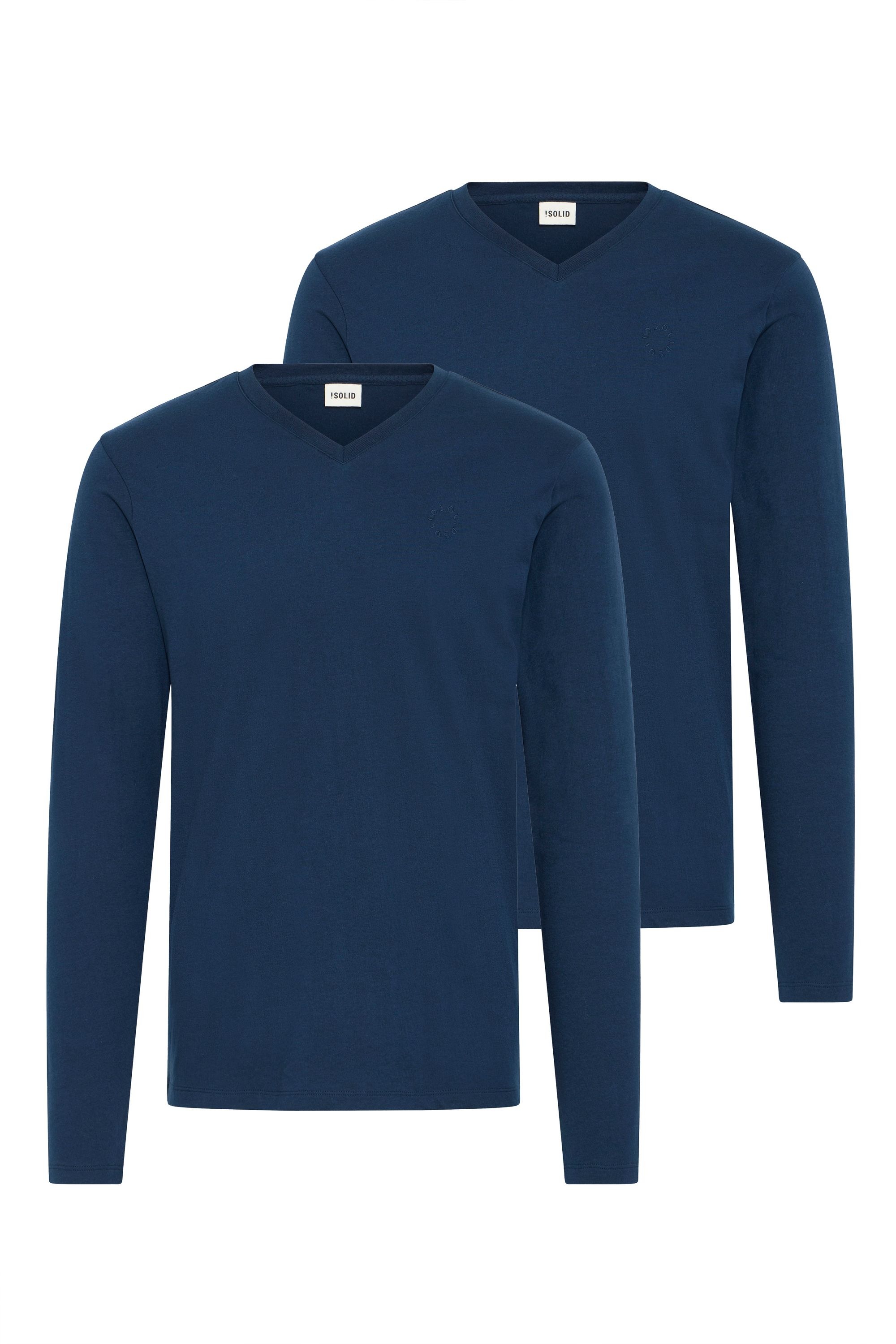 !solid V-Shirt SOLID "V-Shirt SDODIFAN", Herren, Gr. XL, blau (navy, navy), Obermaterial: 50% Baumwolle CO. 50% Polyester PES., Shirts