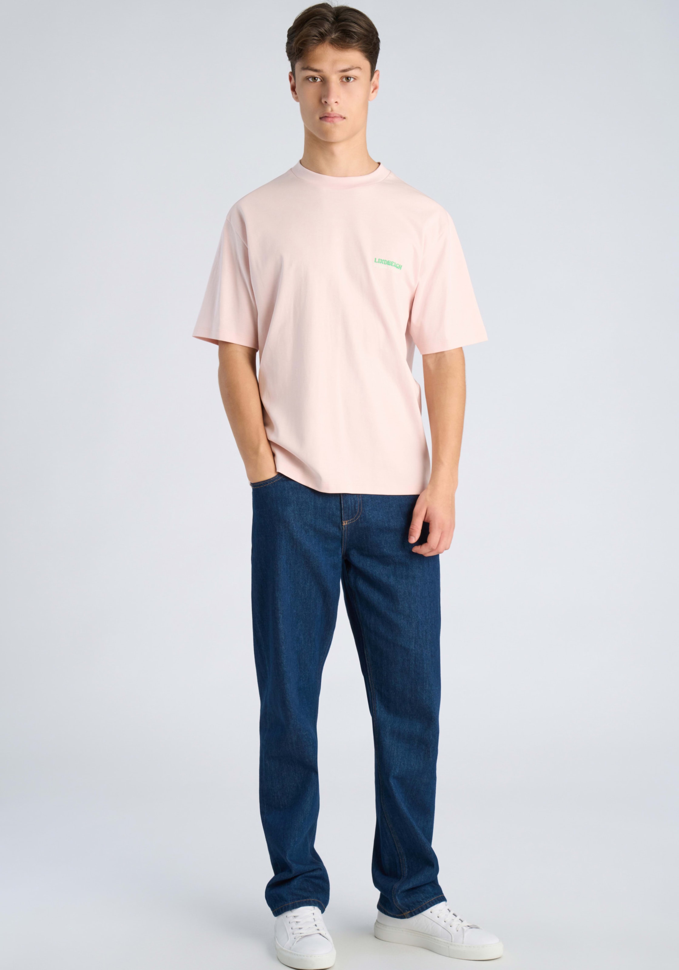 LINDBERGH Kurzarmshirt Sommershirt mit großem Rückenprint / kleinem Frontprint