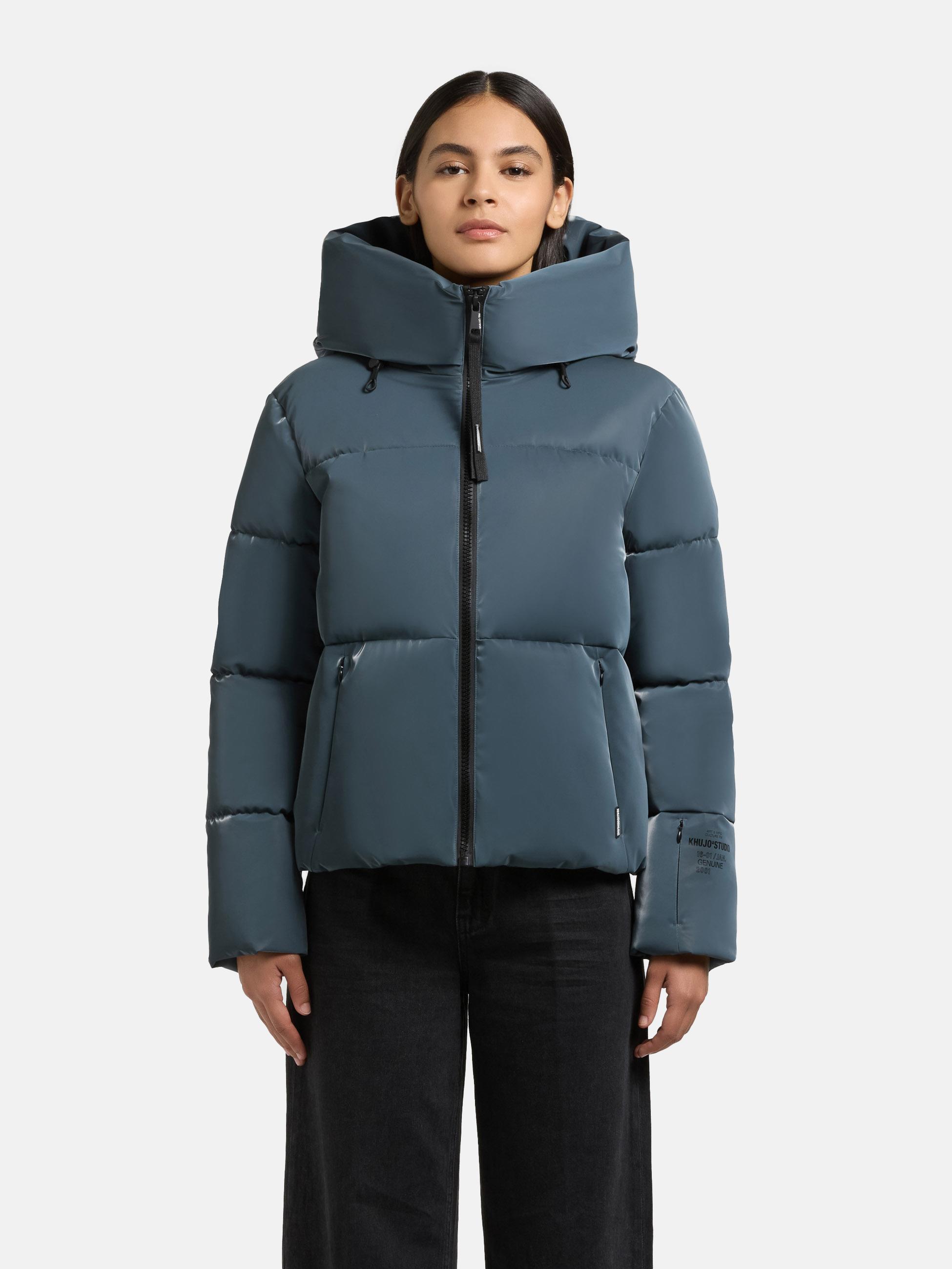 khujo Steppjacke "Audrey Shiny" mit Kapuze Schimmernde Damen Winterjacke mit Kapuze