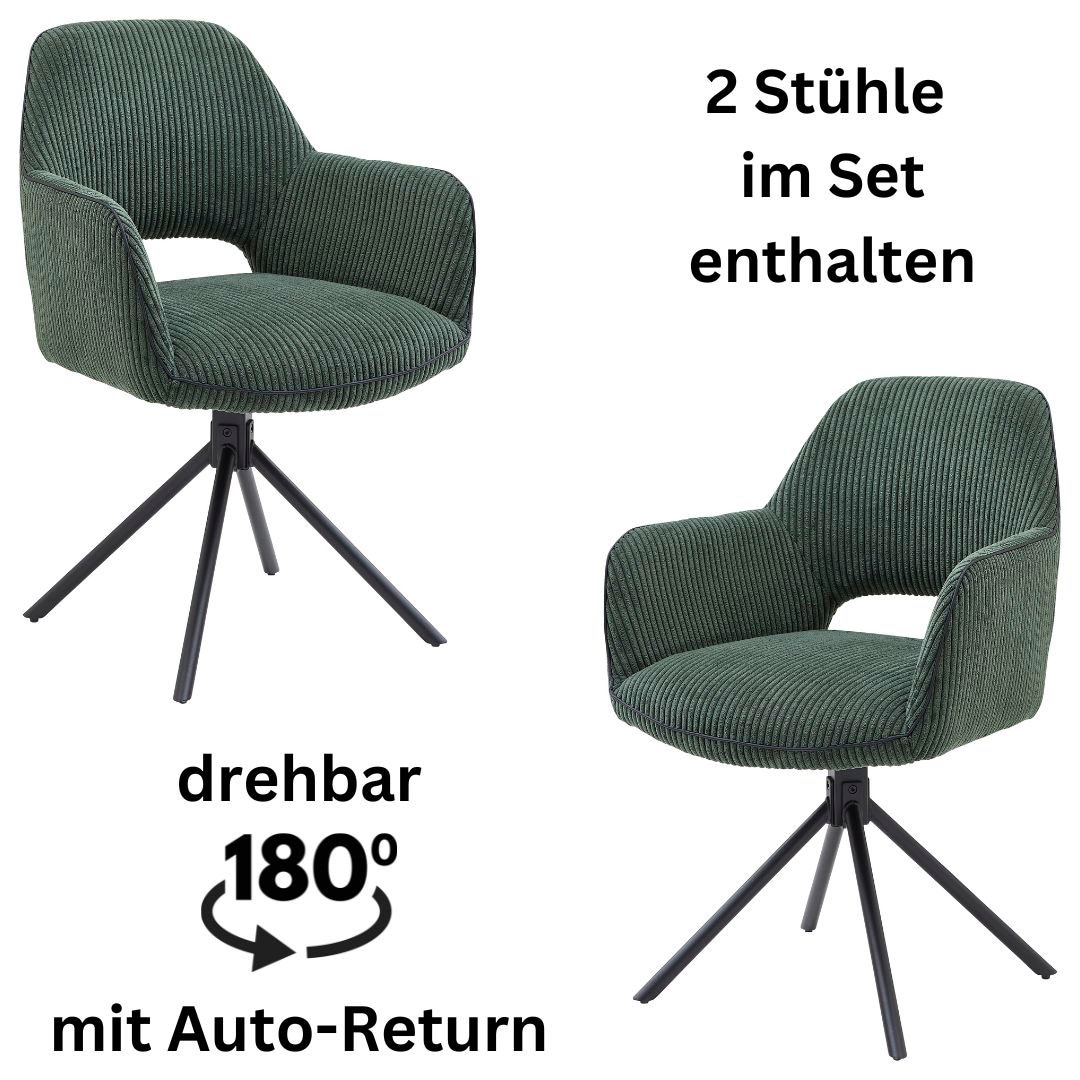 Stolkom Armlehnstuhl "Adrina" (Set) 2 Stk. Cord 180 grad drehbar mit Auto-R günstig online kaufen