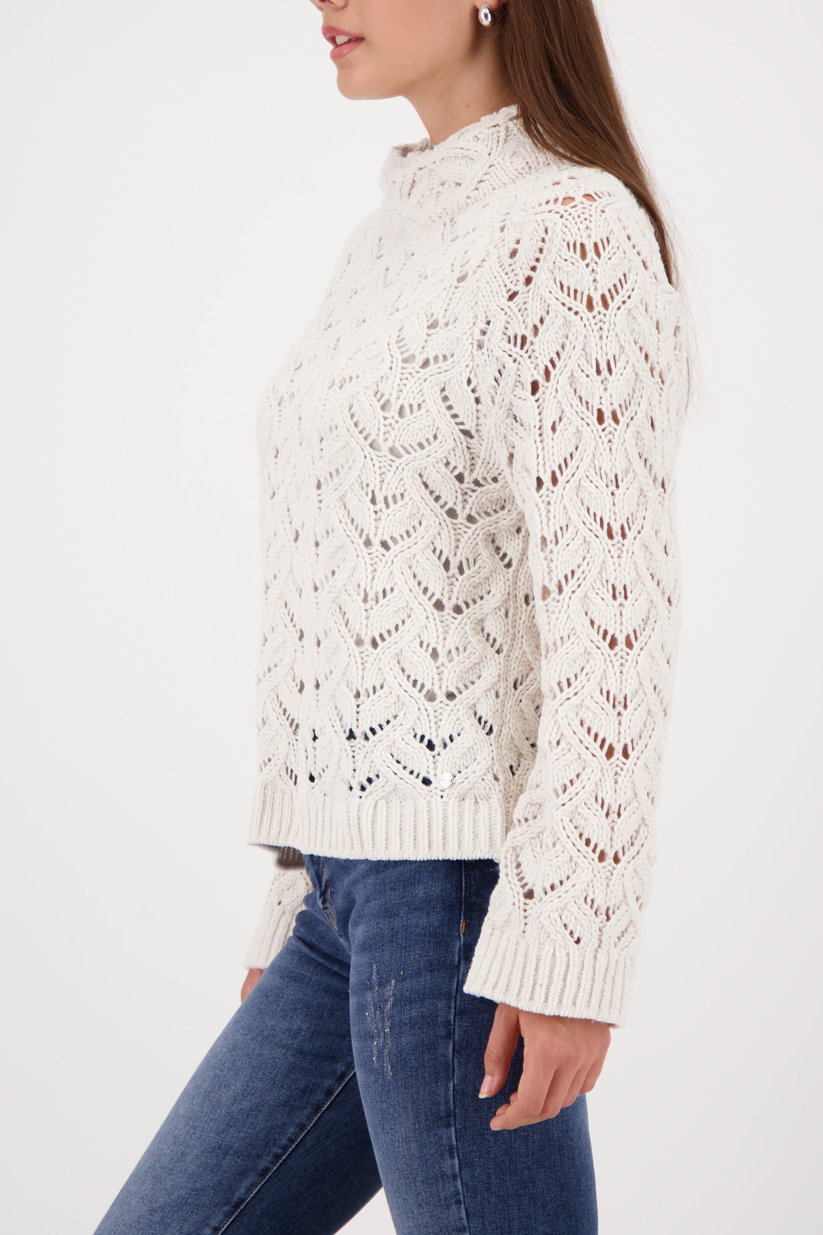 Monari Strickpullover »Pullover Chenille Ajour«