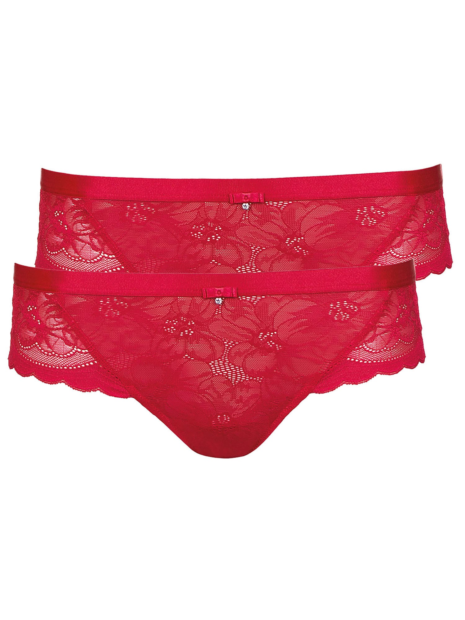 LISCA Damen Slip "2er Pack Damen Slip Evelyn", Gr. 44, rot, Spitze, Obermaterial: 82% Polyamid PA. 18% Elasthan EL., Unterhosen