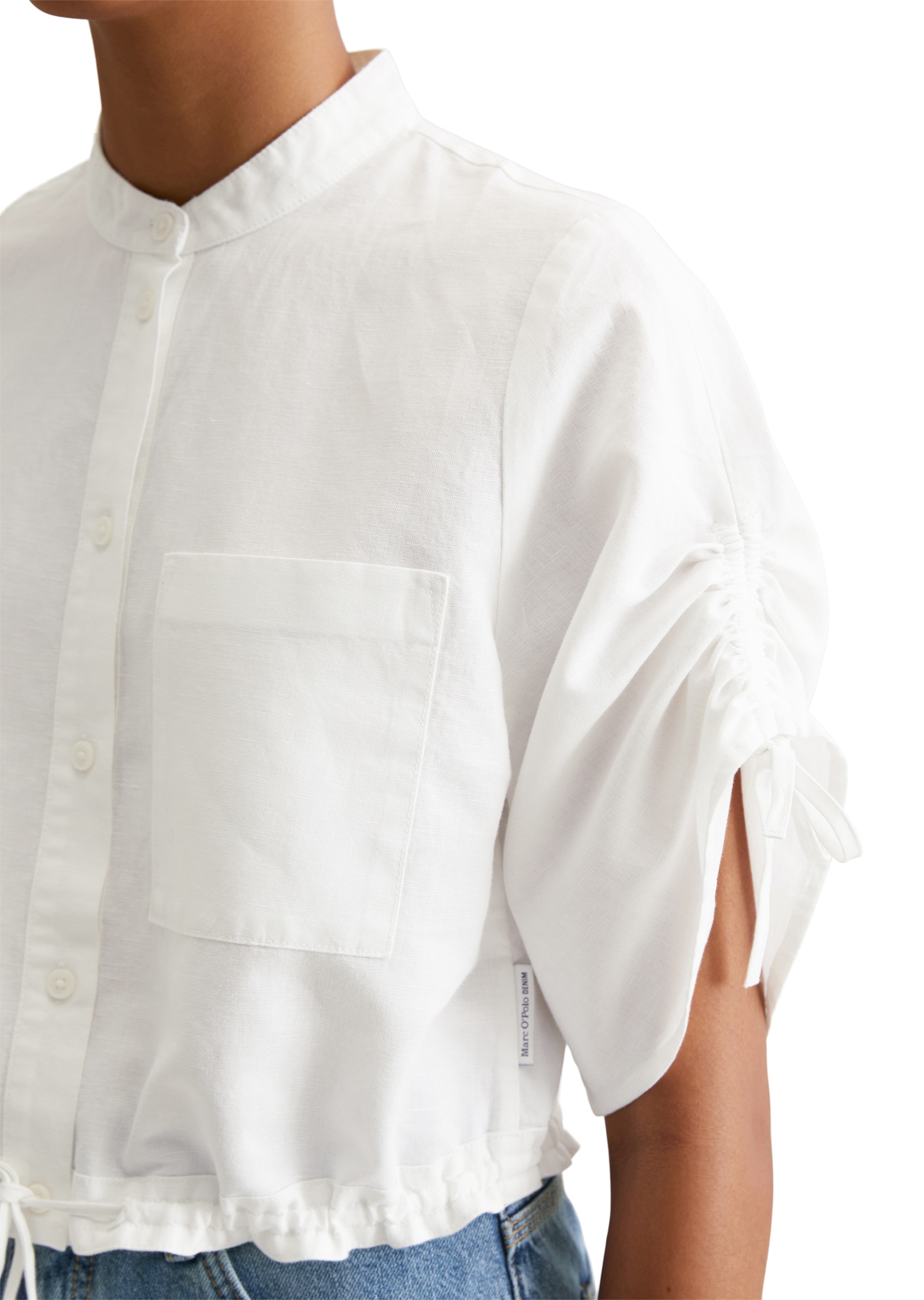 Marc O'Polo DENIM Kurzarmbluse »mit Tunnelzug-Details«