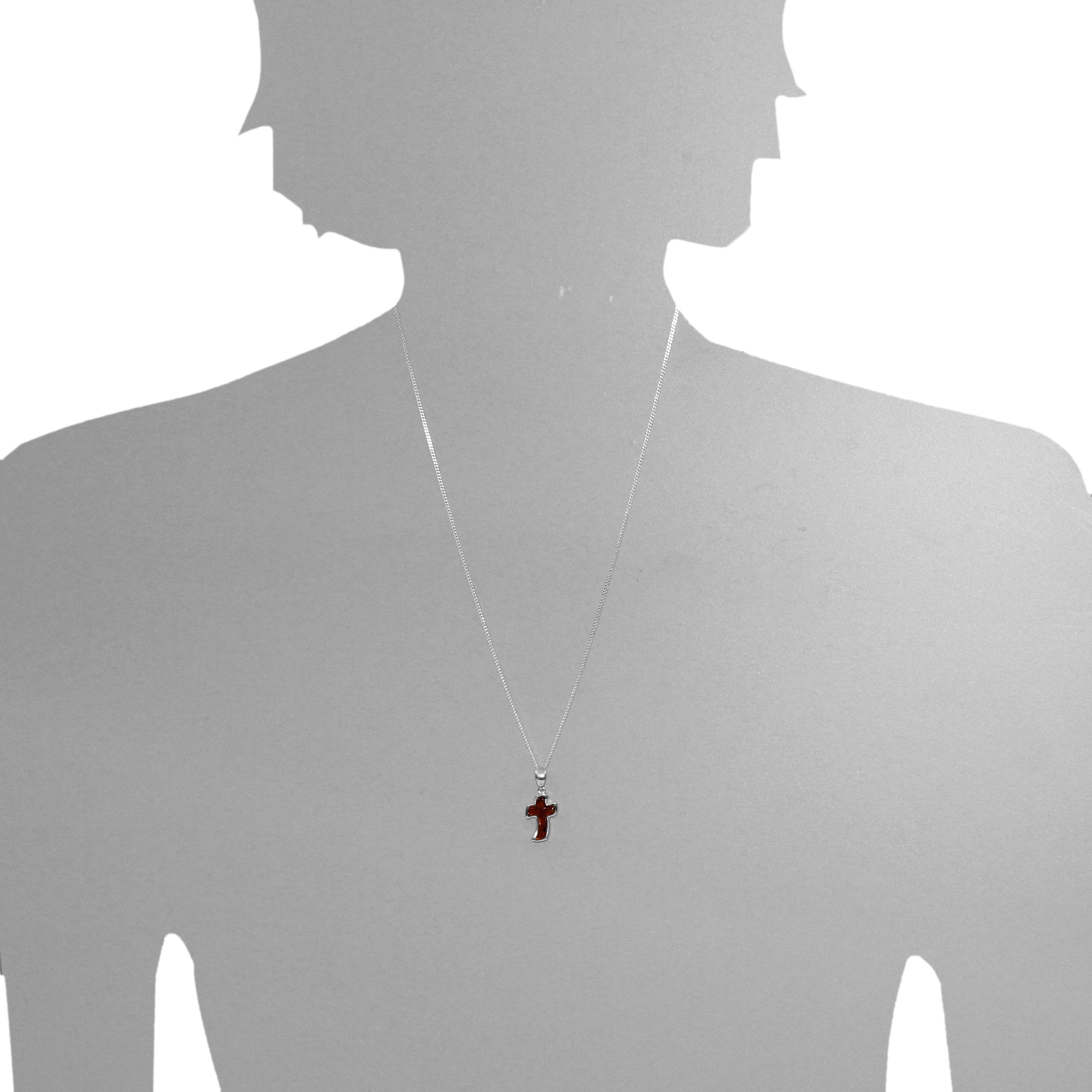 OSTSEE-SCHMUCK Kette mit Anhänger »Ostsee-Schmuck Kette mit Anhänger Kreuz 17x11 mm«, (2 tlg.)