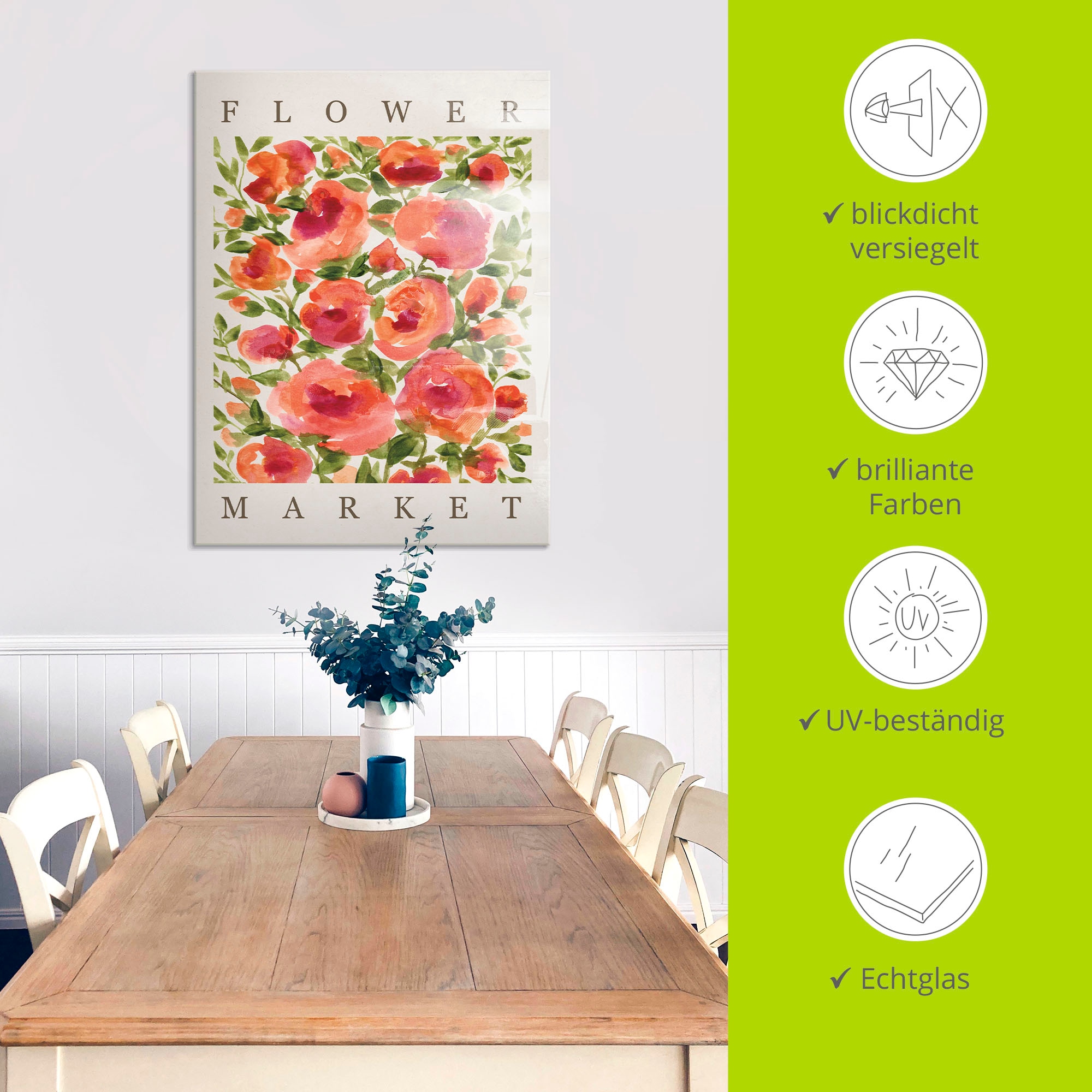 Artland Glasbild »Coral Blooms« Blumenbilder 1 Stk. tlg. in verschiedenen Größen