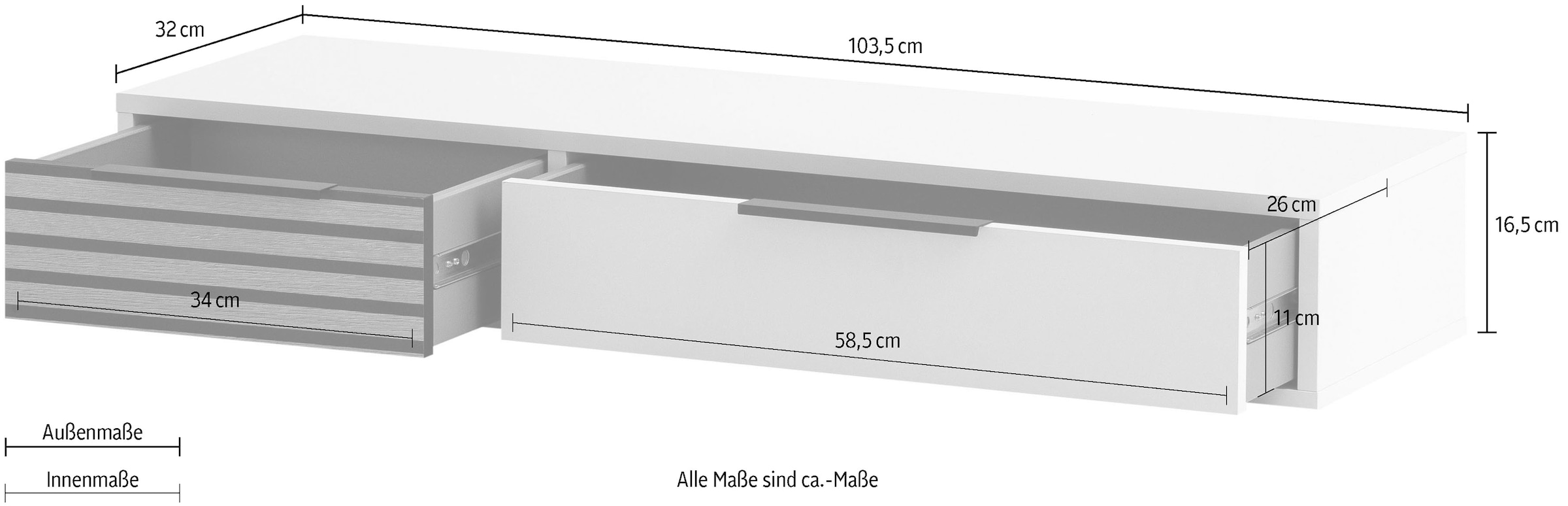 Schildmeyer Konsole »Loft, Breite 103 cm«, Schubladenfront mit Akustikprint