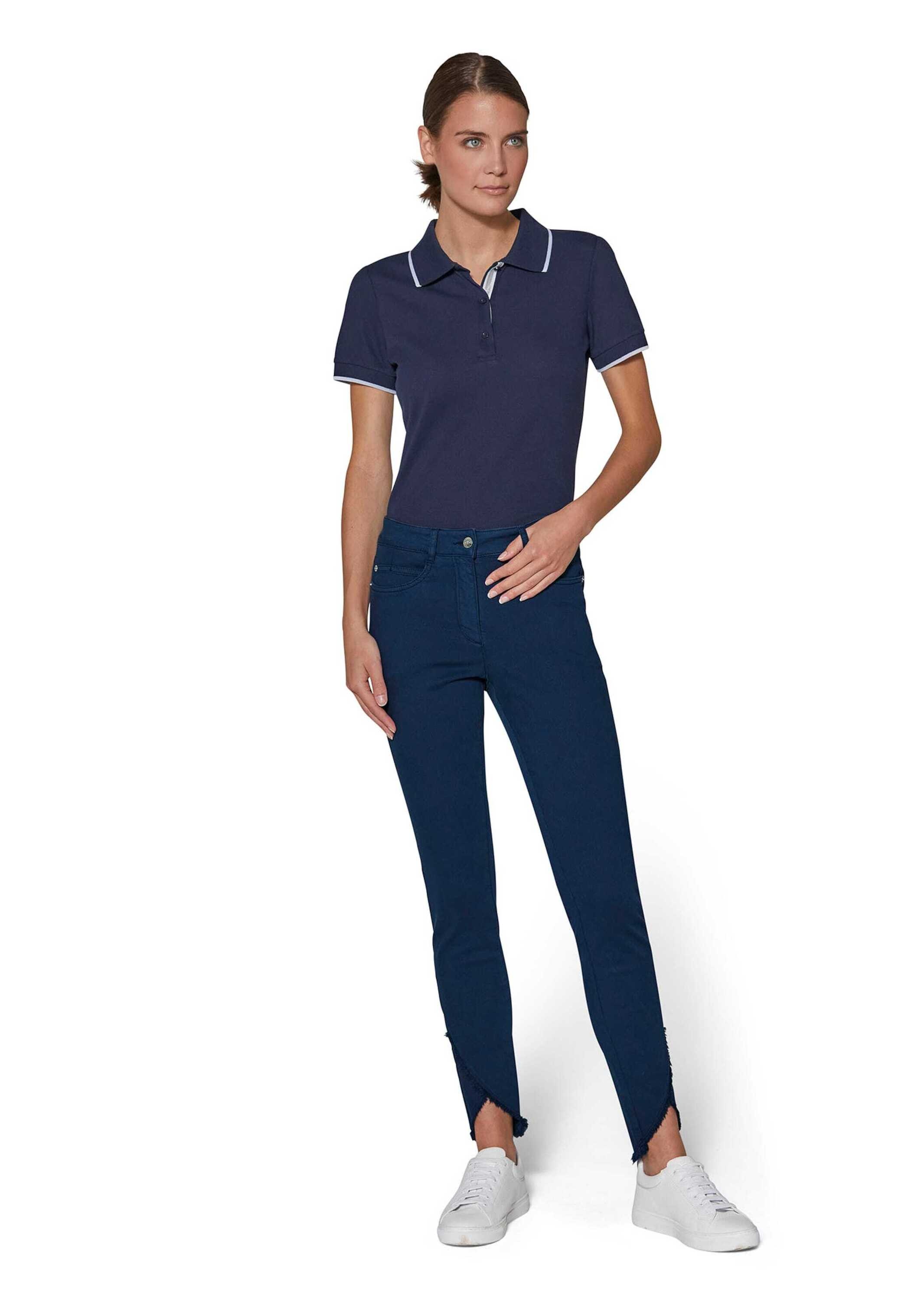 MADELEINE Regular-fit-Jeans »Jeans Verkürzte 5-Pocket-Hose mit Fransen«
