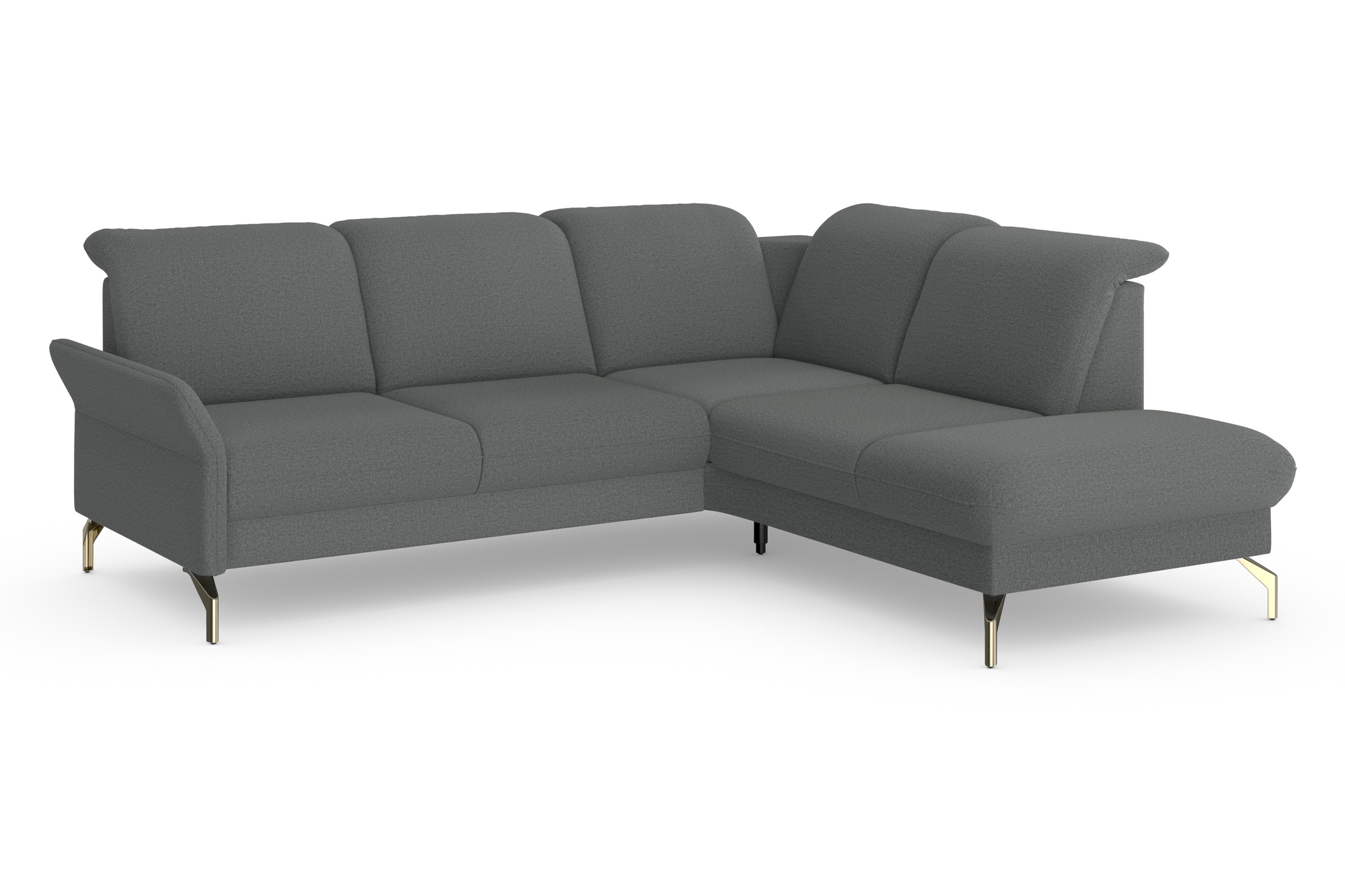 Ecksofa SIT & MORE "Fashion L-Form", grau, B:250cm H:84cm T:207cm, Sofas, Ecksofa, wahlweise mit Kopfteilverstellung, Vorziehsitz, motorisch, Nickelfüße 9