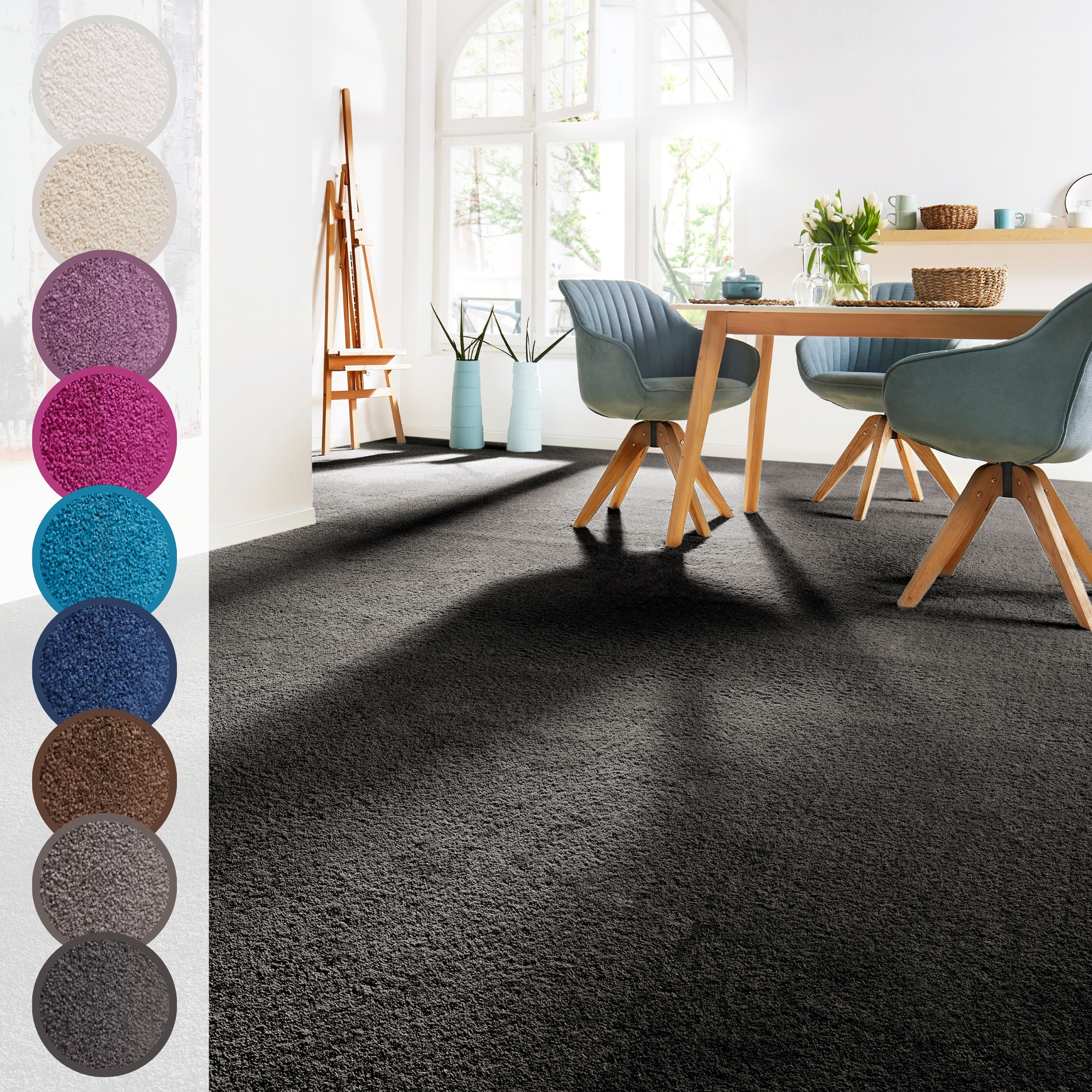 Andiamo Teppichboden "Sophie, Frisee-Velours, Gesamthöhe 12 mm, Luxusklasse LC3" rechteckig Uni Farben, Breite 400 cm oder 500 cm, strapazierfähig & pflegeleicht