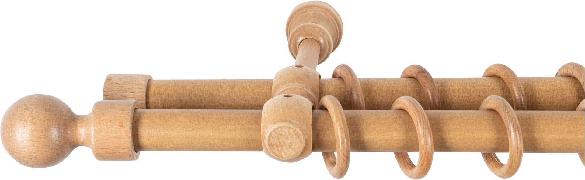 SN DECO GROUP Gardinenstange »Giro« 2 läufig-läufig Fixmaß 28 mm, Holz, verschiedene Längen und Farben, Komplettset