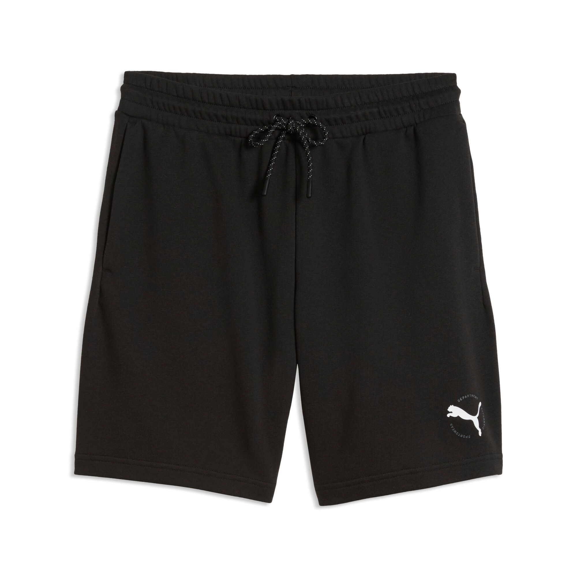 PUMA Trainingsshorts "SPORT GRAPHIC SHORTS 8 TR" mit Eingrifftaschen, ca. Mitte Knie Länge, aus Baumwollmischung