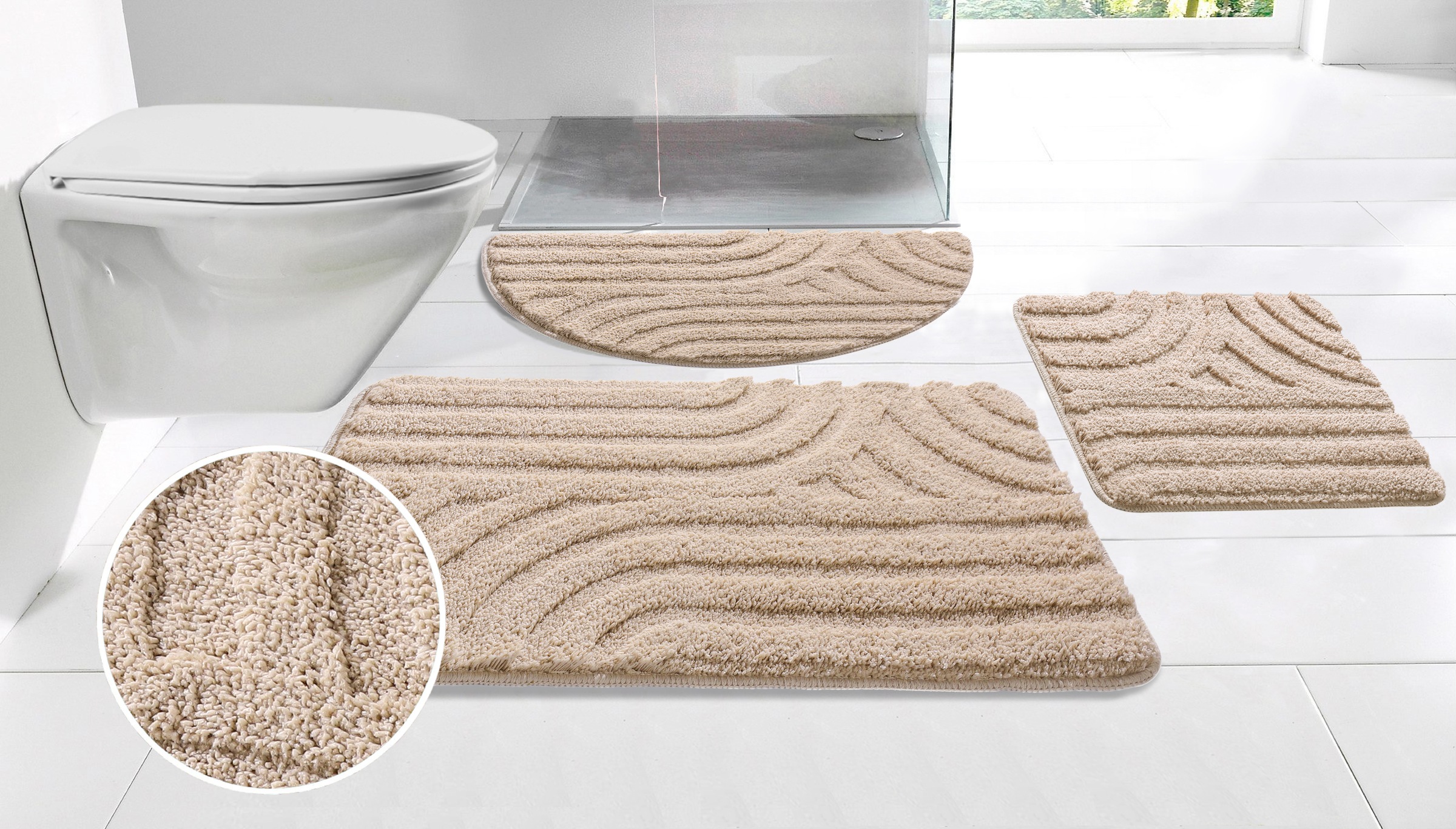 my home Badematte "Sanremo Scandi, Badvorleger, Badezimmer Teppich, Duschvo günstig online kaufen