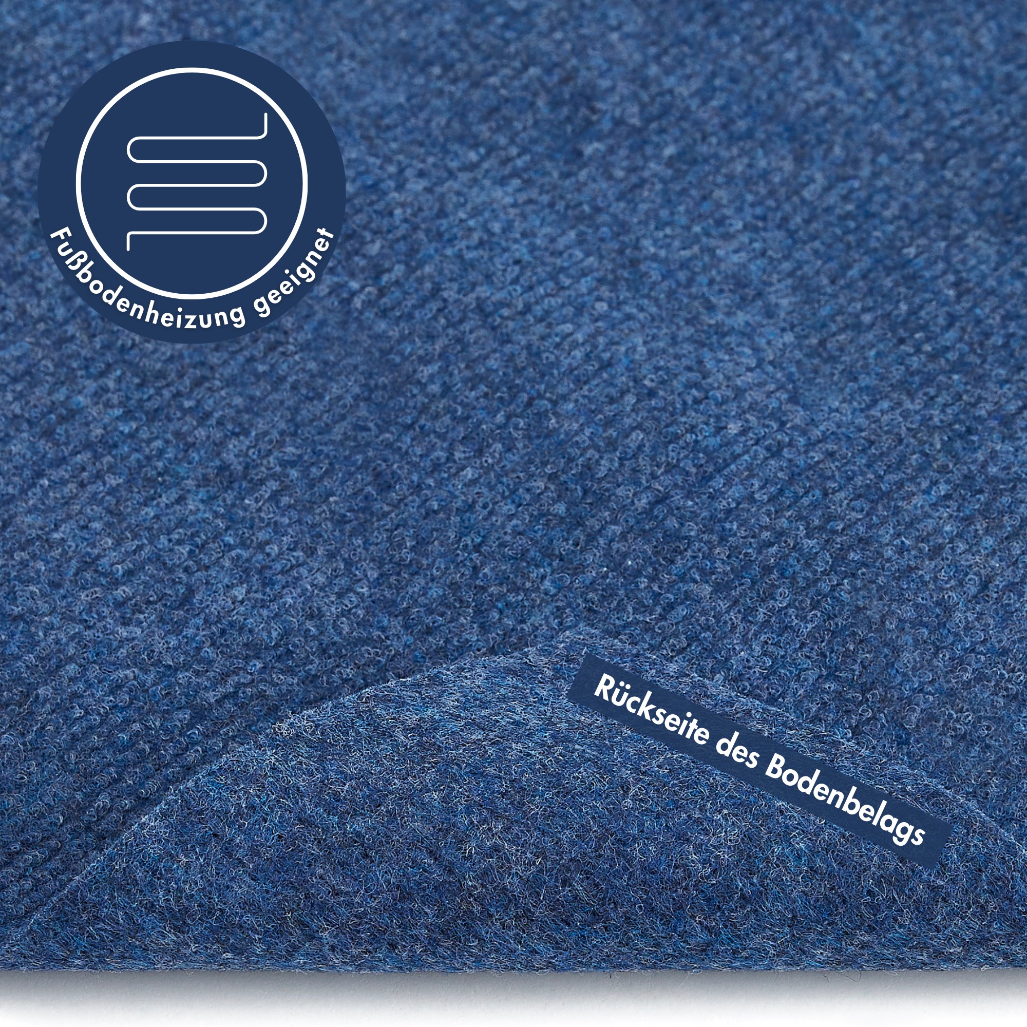 Teppichboden ANDIAMO "Milo, Nadelfilz, Gesamthöhe 2,5 mm, Made in Belgium", blau, B:200cm L:400cm, Polyester, Polypropylen (PP), Teppiche, Uni Farben, Breite 100 cm oder 200 cm, Wohnzimmer, strapazierfähig 2