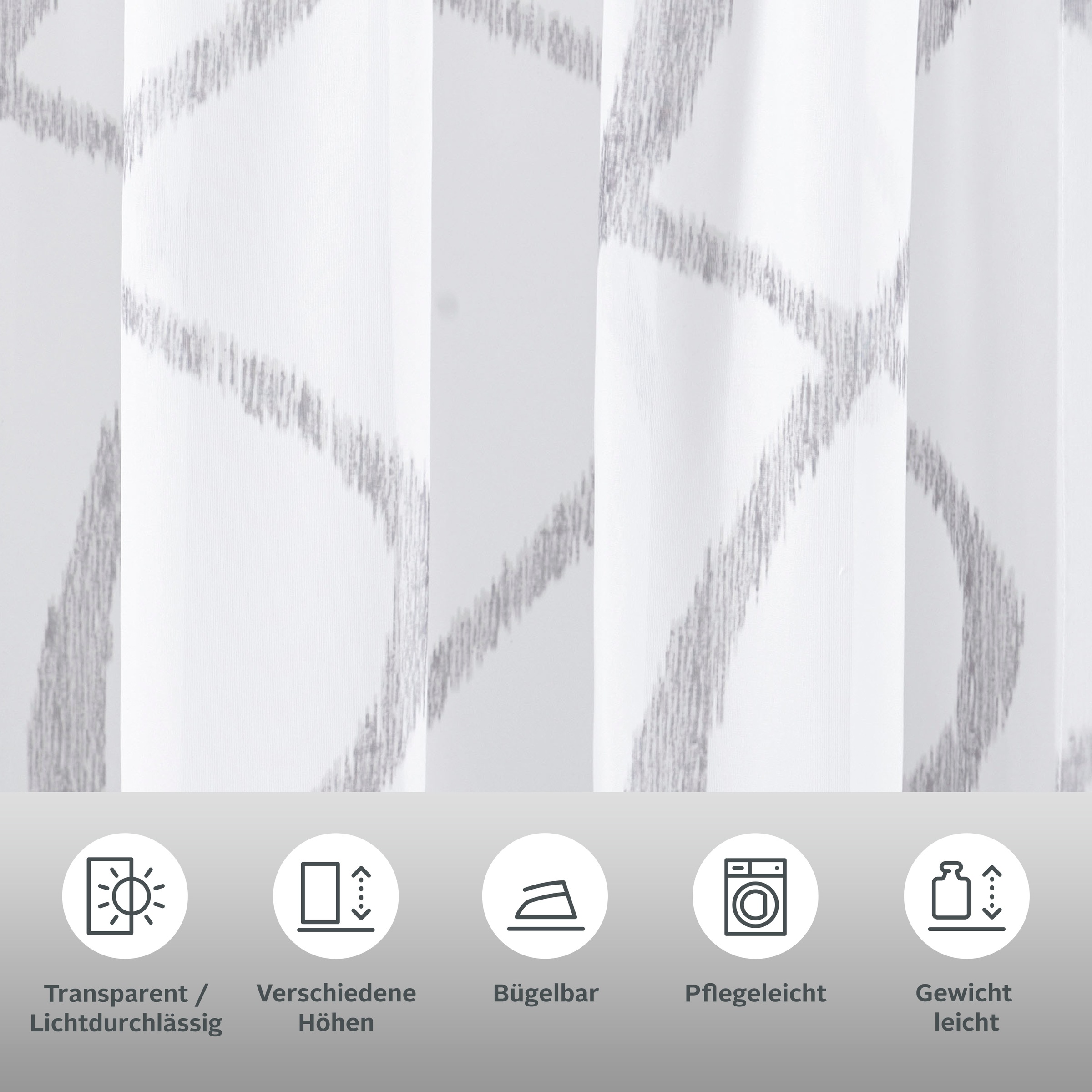 my home Gardine "Bene" Kräuselband 1 Stk. tlg. Transparent, gemustert, glat günstig online kaufen