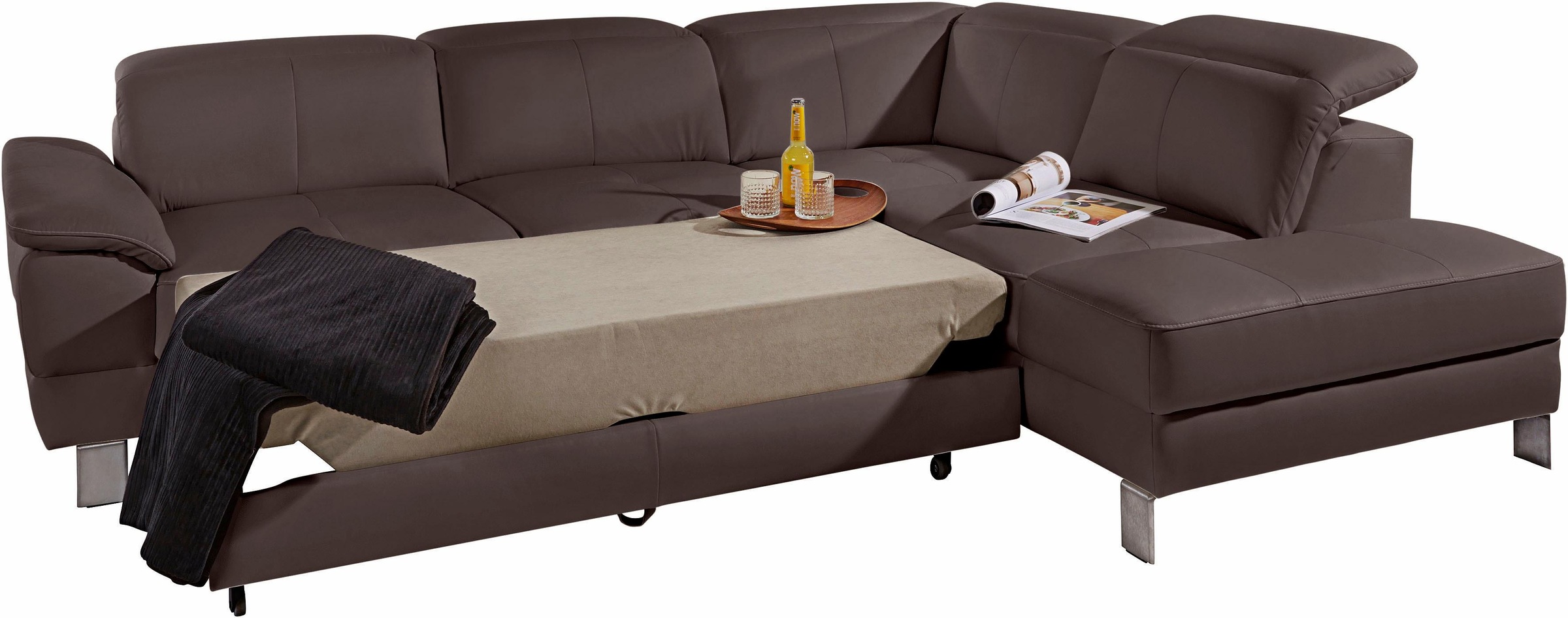 exxpo - sofa fashion Ecksofa »Mantua, L-Form«, mit Kopf- bzw. Rückenverstellung, Bettfunktion u. Bettkasten
