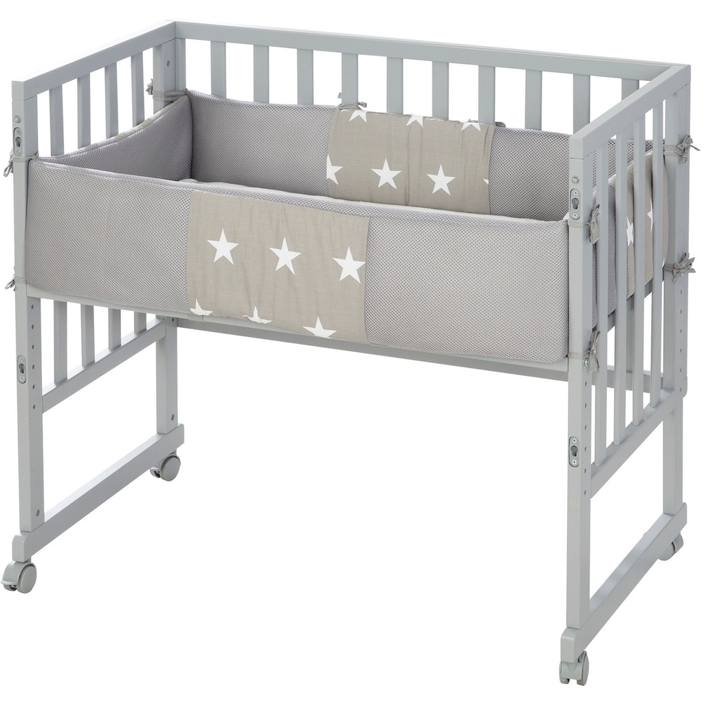 roba® Stubenbett »Safe Asleep® 2in1, taupe, Little Stars«, mit 4 Rollen, Matratze, Nestchen und Sicherheitsbarriere