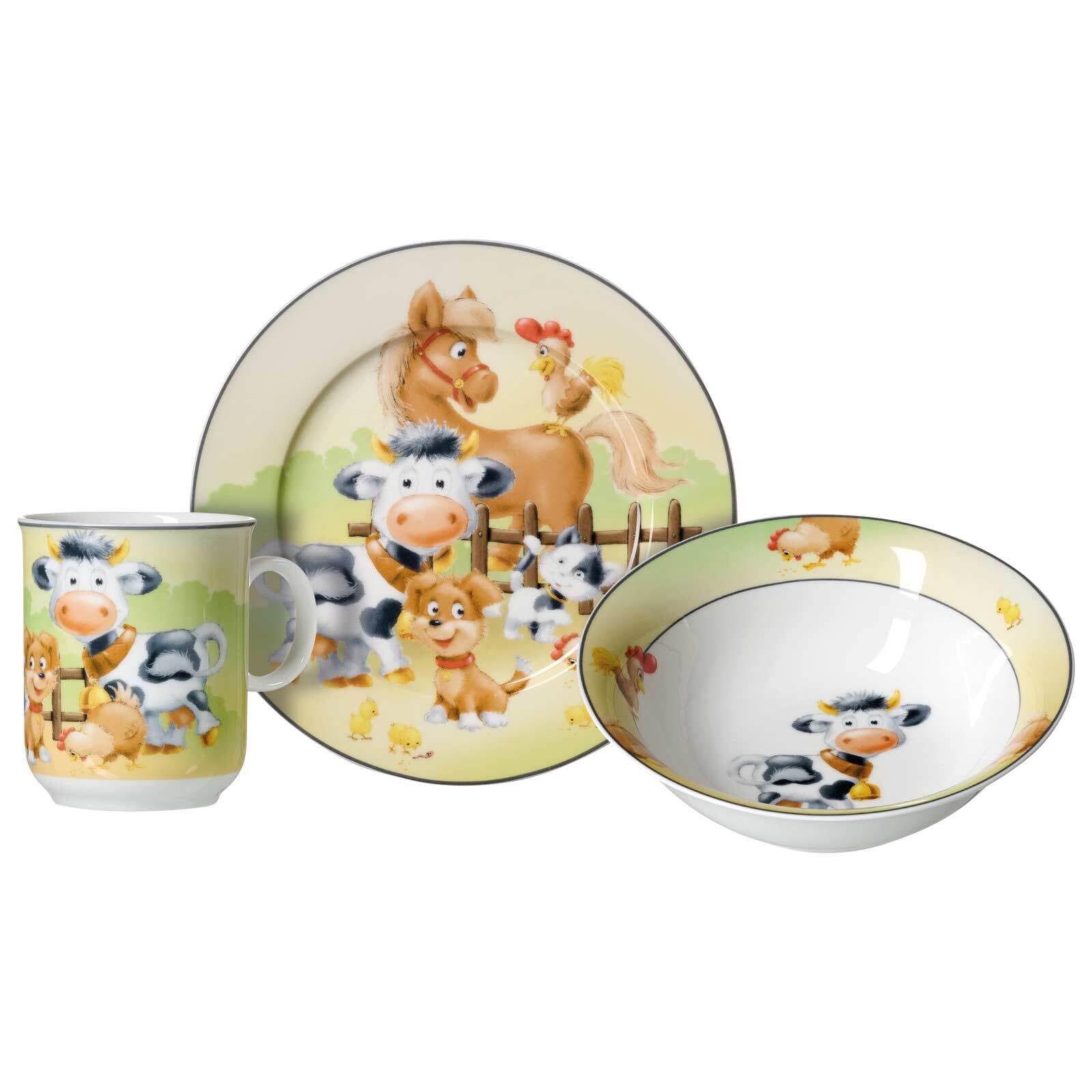 Ritzenhoff & Breker Kindergeschirr-Set "Kindergeschirr Hoftiere bunt" Spülmaschinengeeignet