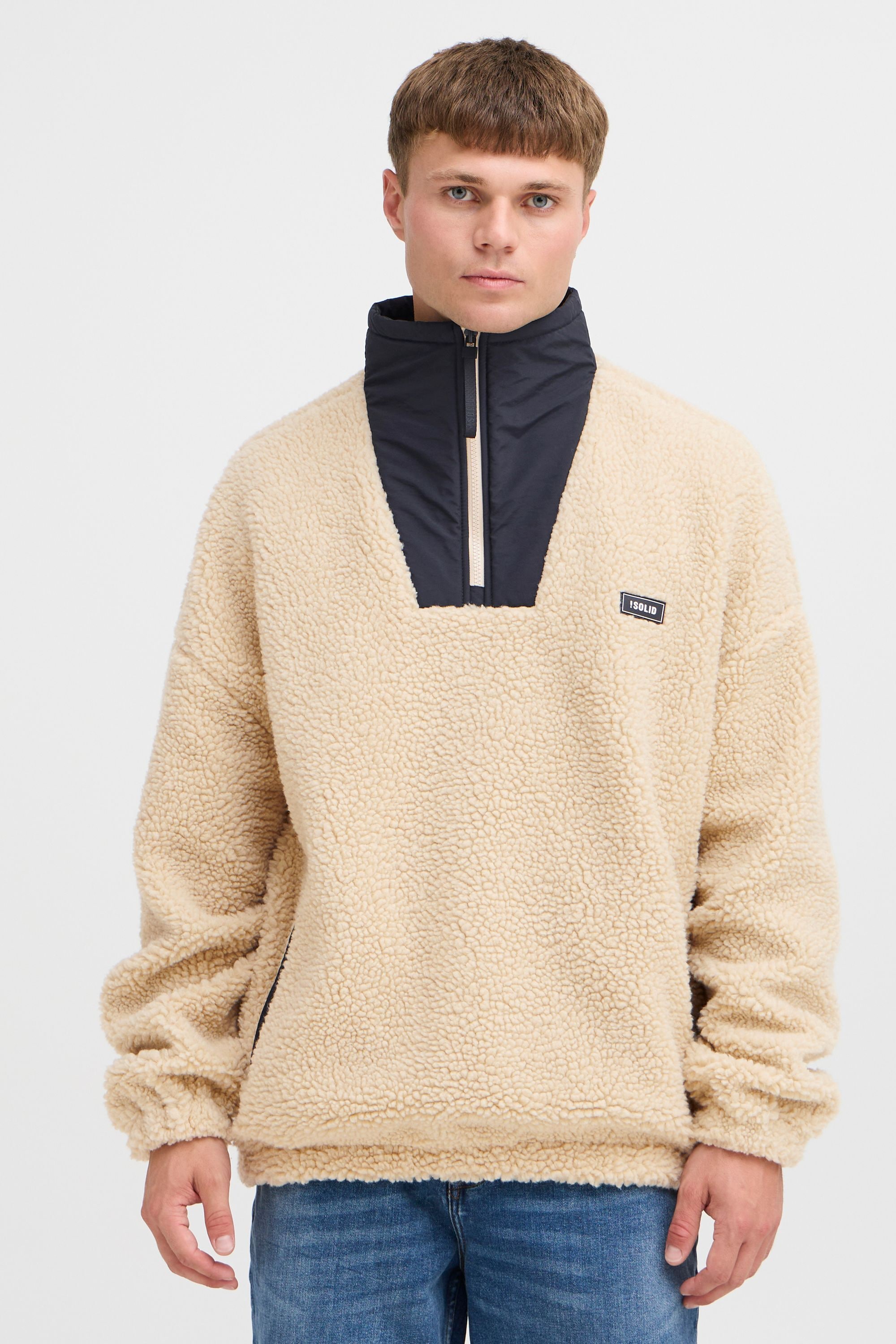 !solid Fellimitatjacke SOLID "Fellimitatjacke SDMARKMANN", Herren, Gr. M, beige (oatmeal), Obermaterial: 100% Polyester PES., Jacken 2