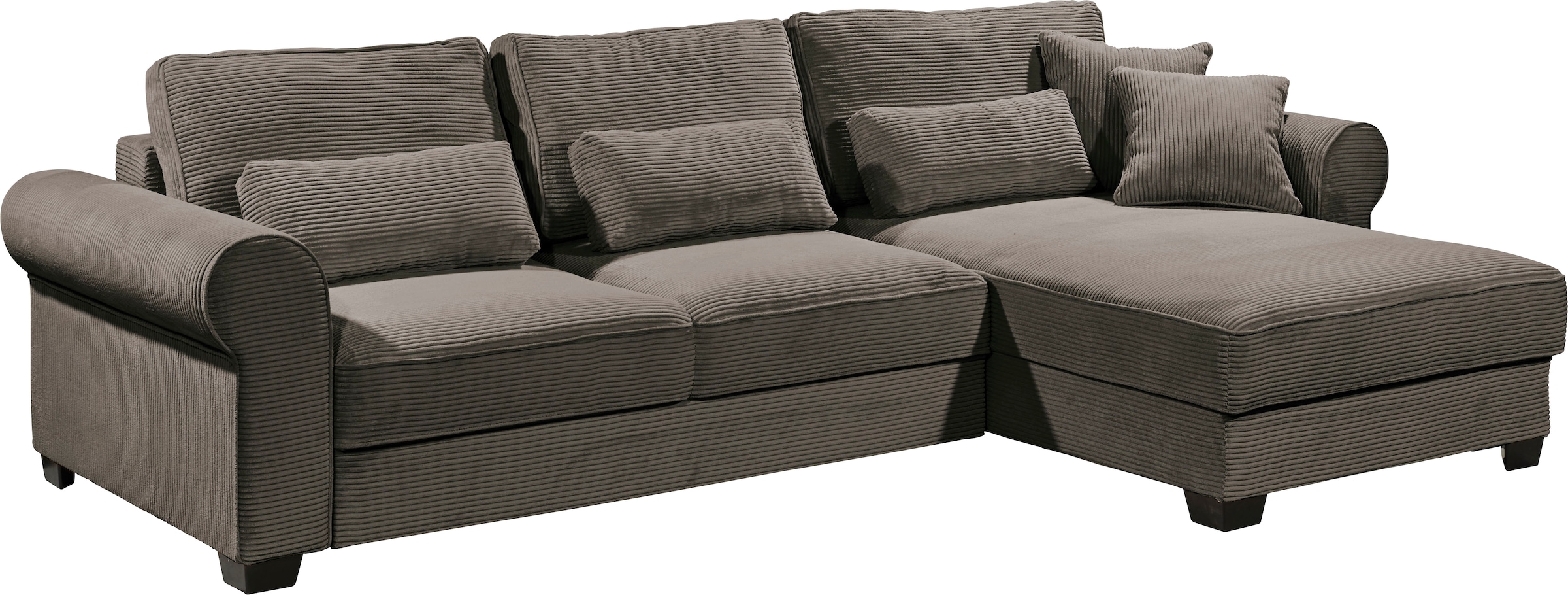 ED EXCITING DESIGN Ecksofa »Angelina L-Form«, mit Bettfunktion, Bettkasten & 5 Zierkissen