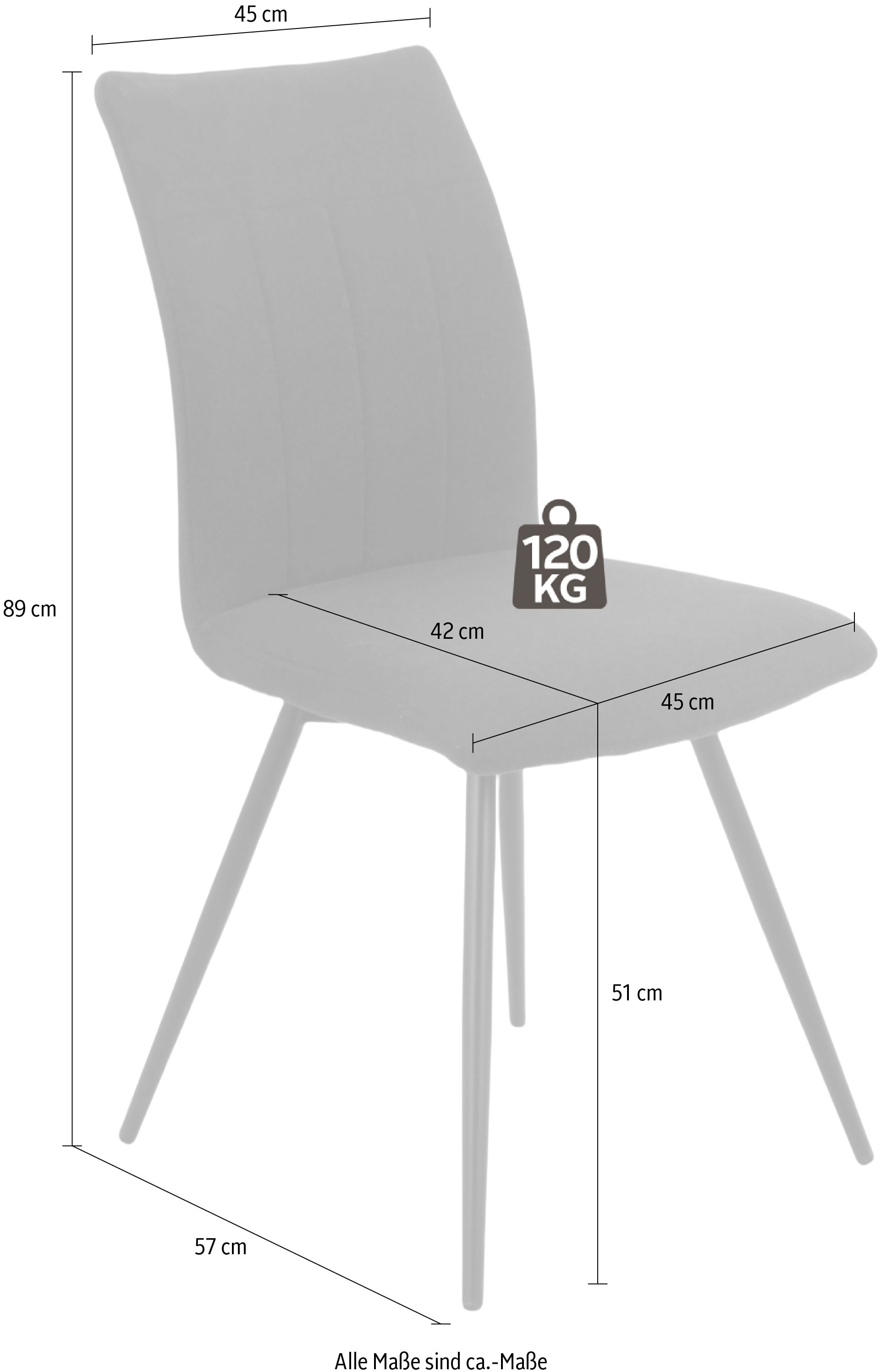 HELA Drehstuhl »Vierfußstuhl RIO«, (Set), 4 St., Webstoff, Esszimmerstuhl, 360° drehbar, gepolstert, Webstoff, 120kg belastbar