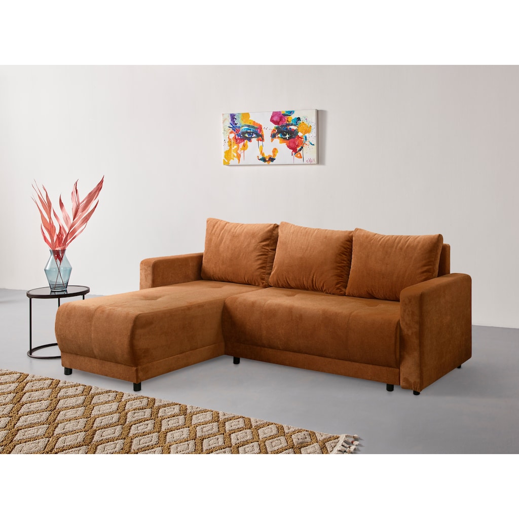 INOSIGN Ecksofa »Navarra, Schlafsofa, 230cm, m. Bettfunktion (115/200cm) und Bettkasten«