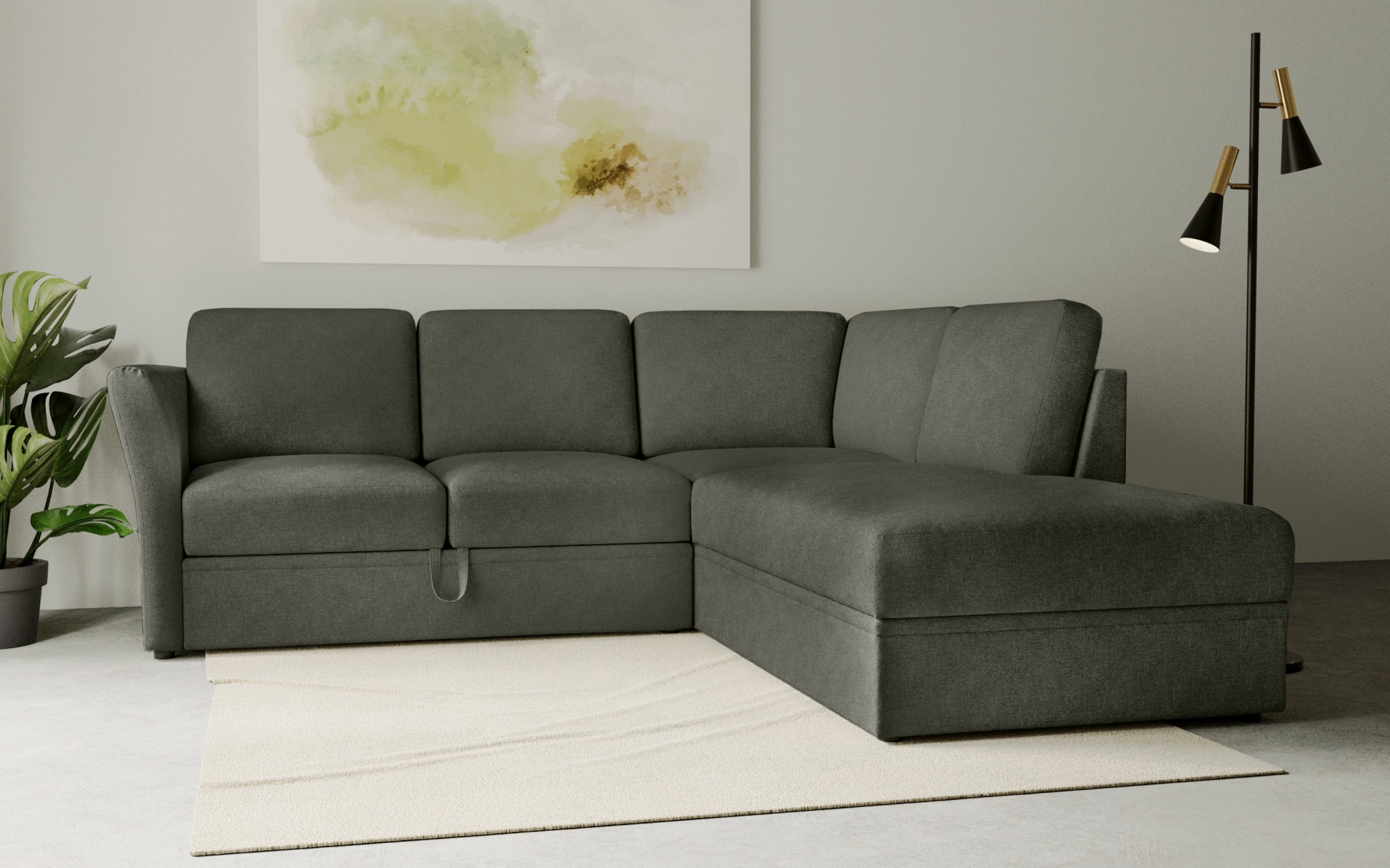 OTTO home Ecksofa "Lavars, L-Form, Schlafsofa" mit Bettfunktion und Stauraum, in zwei verschiedenen Bezugsqualitäten