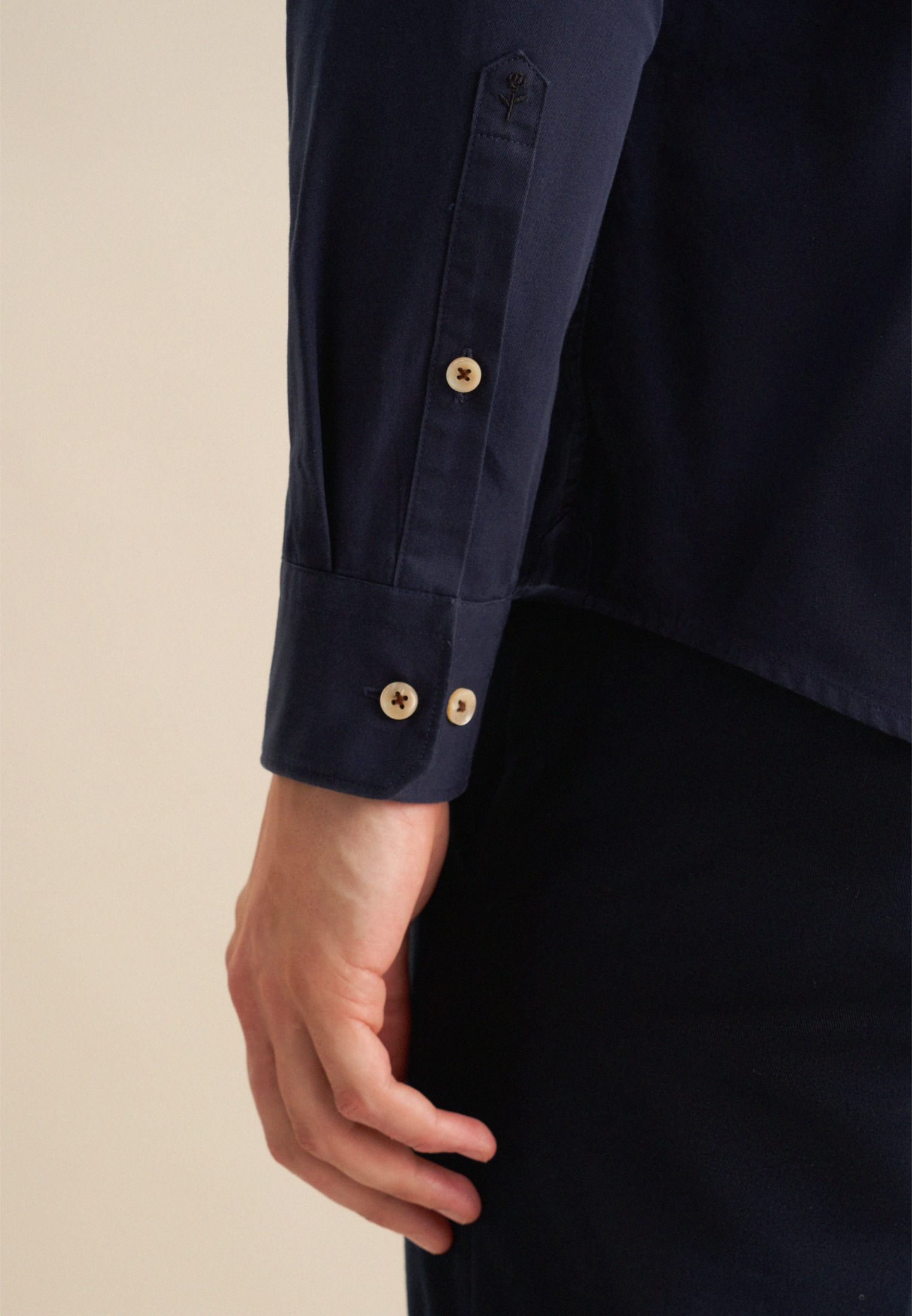 Businesshemd SEIDENSTICKER, Herren, Gr. L41, normale Ärmellängen, blau (dunkelblau), 100% Baumwolle, unifarben, slim fit, 2-Knopf-Manschette, Hemden, Slim 1/1 Kentkragen Uni 3