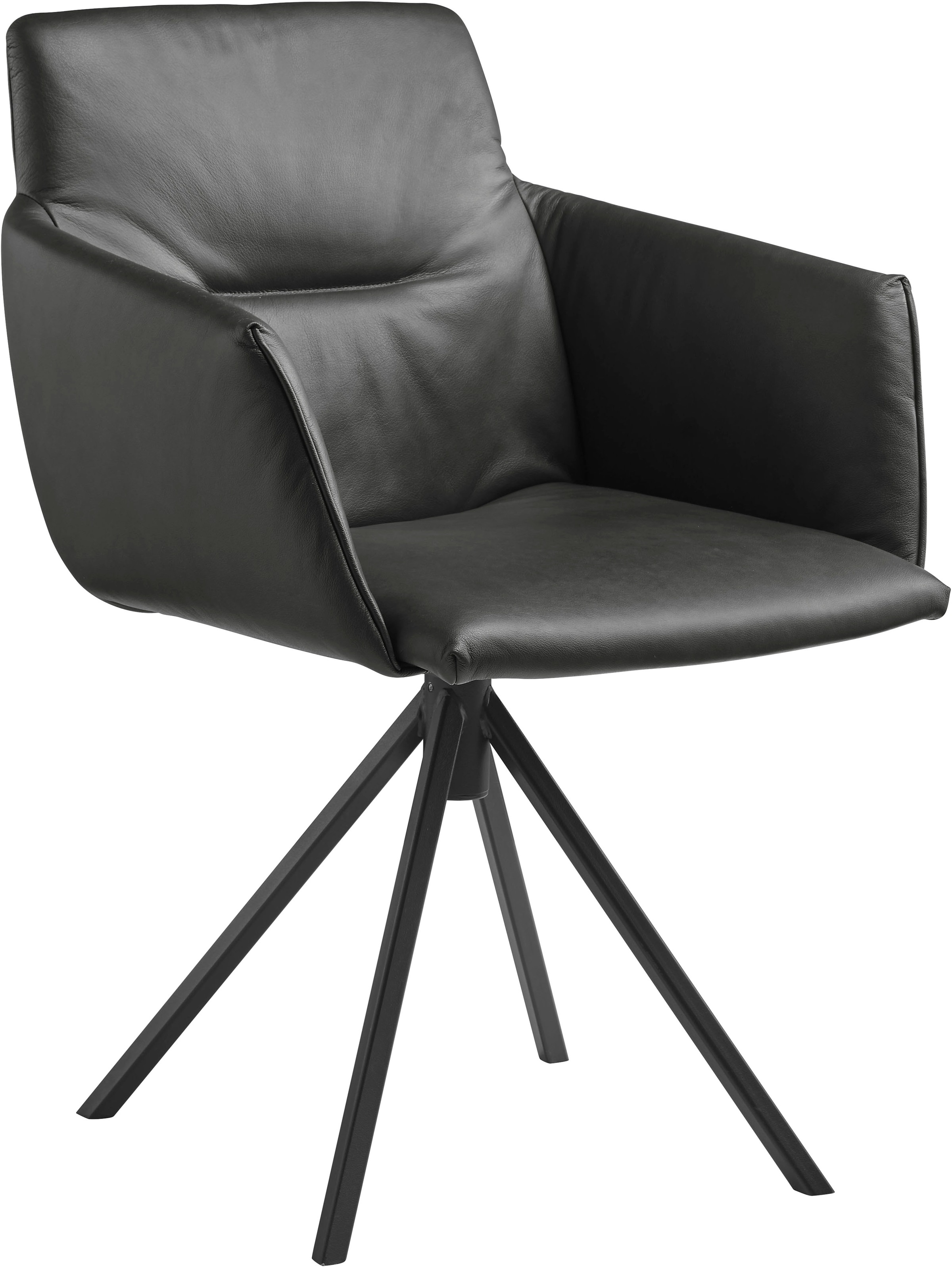 Polsterstuhl MUSTERRING "JustB SP500", schwarz, 1 Stk., Longlife Xtra-Leder Z77, nicht drehbar, Stühle, Polsterstuhl, mit Armlehne, wahlweise mit Drehfunktion, Stativgestell in schwarz