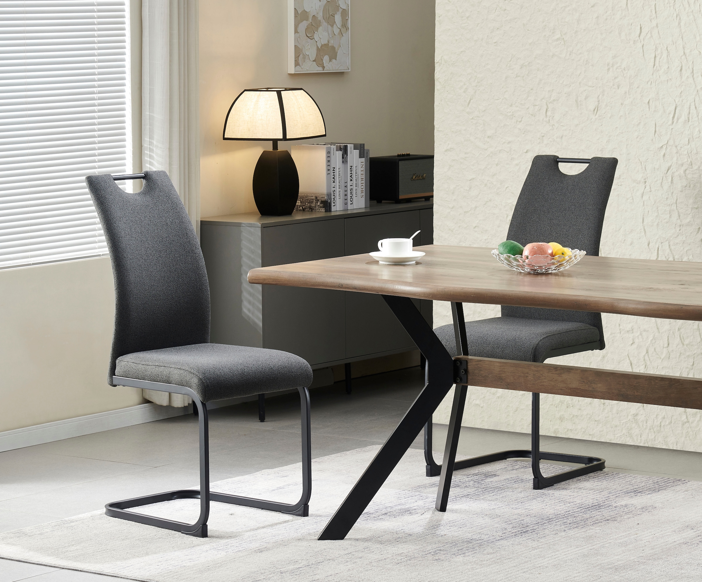 Home affaire Esszimmerstuhl »KANATA, 2er Set, mit Metallgestell in matt schwarz« (Set) 2 Stk.in verschiedenen Farben, Belsatbarkeit pro Stuhl 120 kg