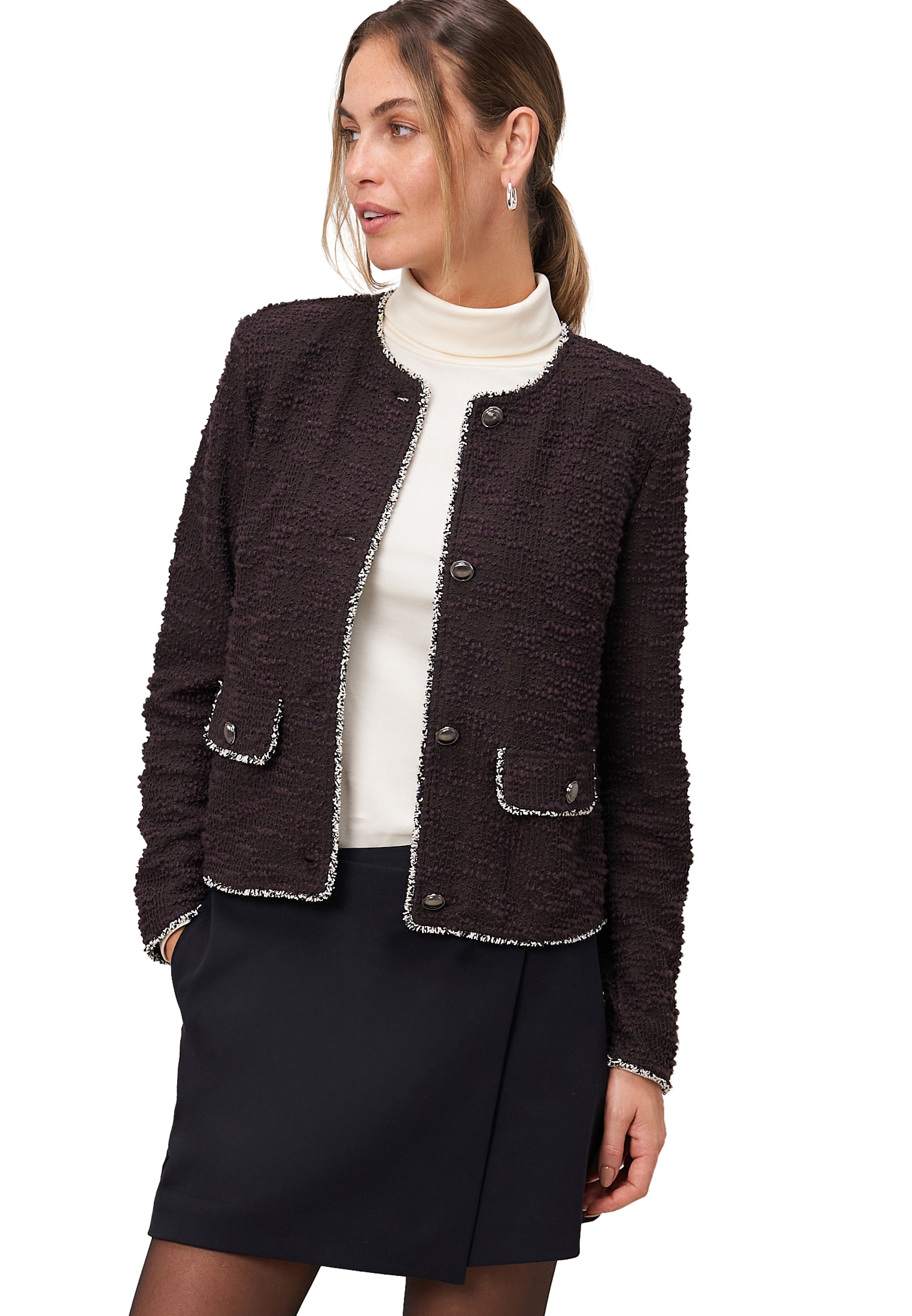 Zero Jackenblazer "zero Damen Blazer Bouclè mit Knöpfen", Knopfleiste günstig online kaufen