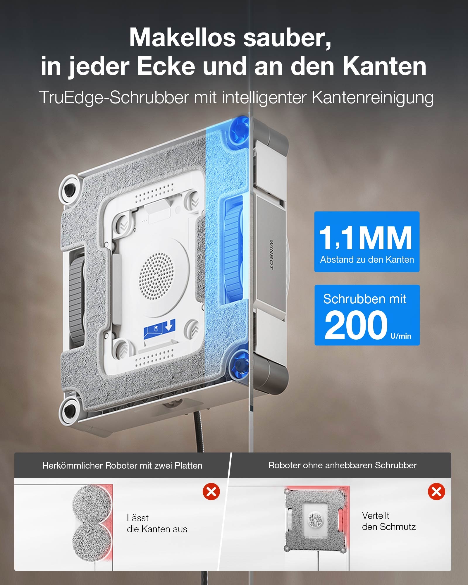 ECOVACS Fensterputzroboter »WINBOT W3 OMNI« Vortex-Reinigungssystem