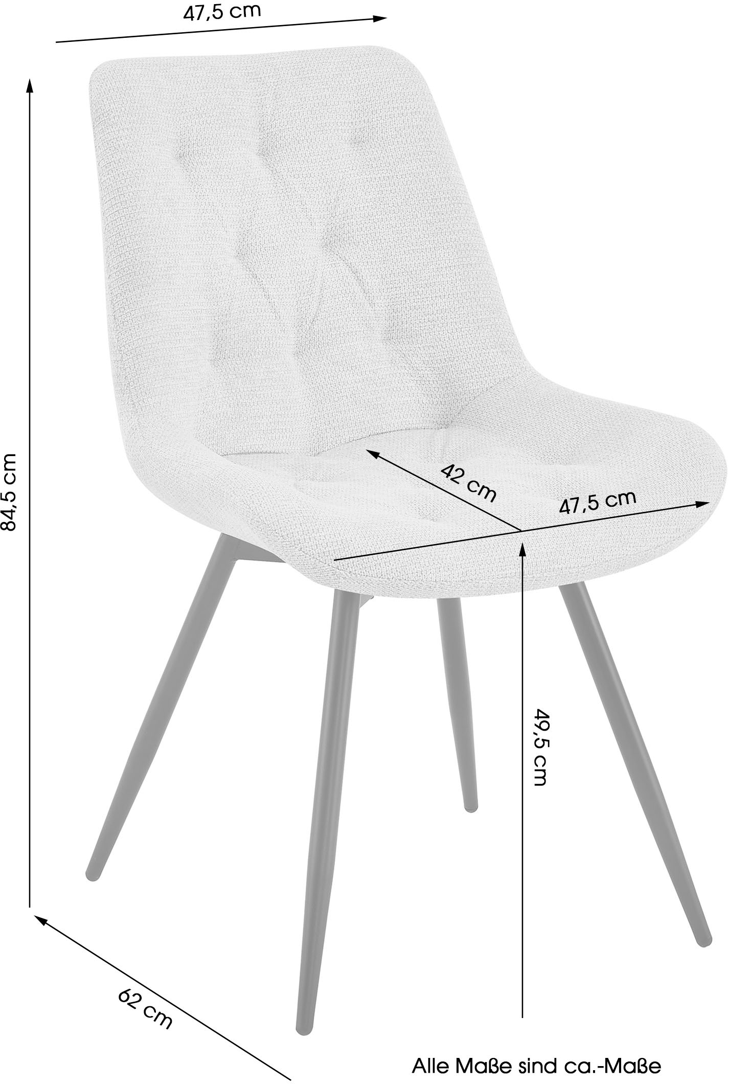 byLIVING Esszimmerstuhl »Aragon« (Set) 2 Stk.360 Grad drehbarer Stuhl, hochwertiger Webstoffbezug mit Steppung