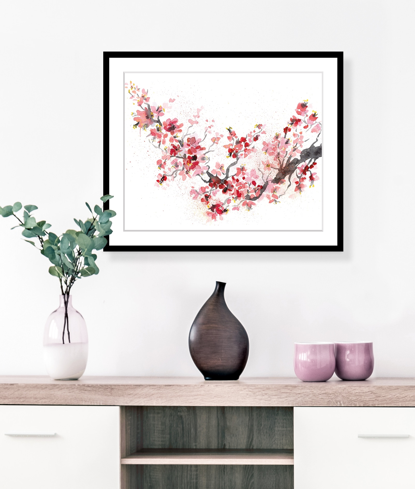 queence »Regina« Blätter | Kunst | Modern | Pflanzen | Pflanzenbilder HD Premium Poster-Druck inkl. Holzrahmen