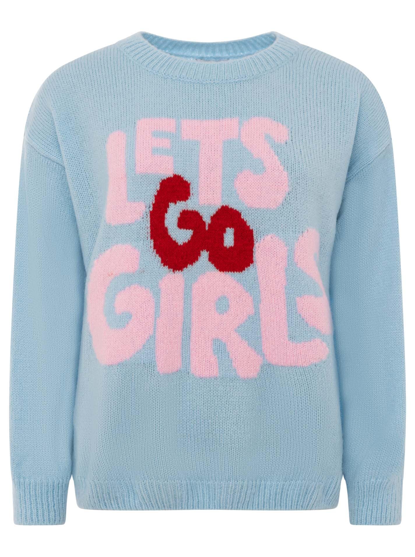Zwillingsherz Strickpullover »"Lets Go Girls"« Rundhals, Statement Schriftzug, One Size, Strick