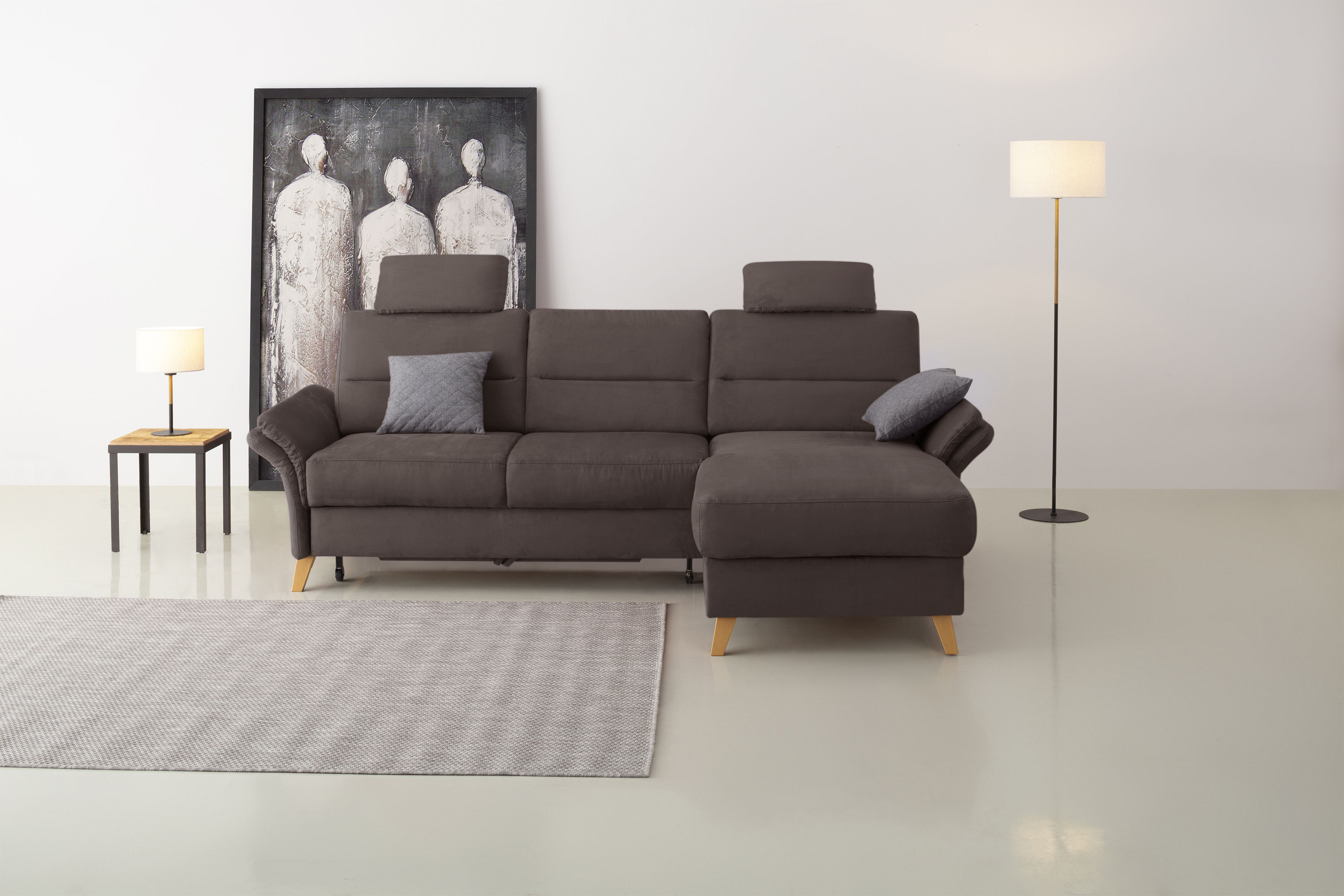 OTTO home Ecksofa "Westerland L-Form" Federkern-Polsterung, wahlweise mit Schlaffunktion, Bettkasten
