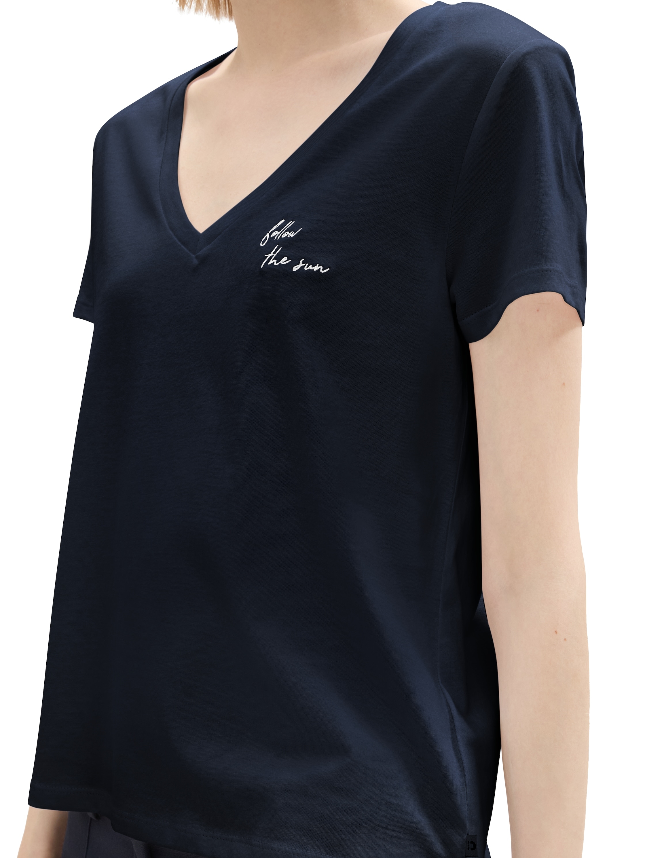 TOM TAILOR Denim V-Shirt, (Packung, 2 tlg.), mit Statement-Prints